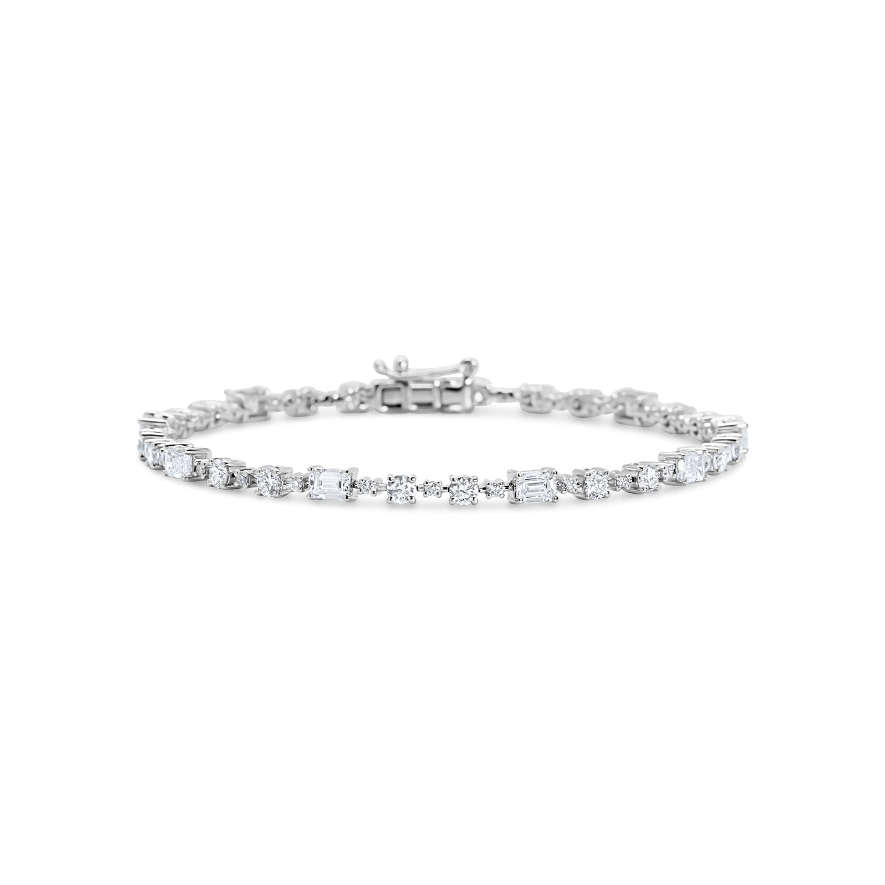 Emerald and Round alternating Line Bracelet