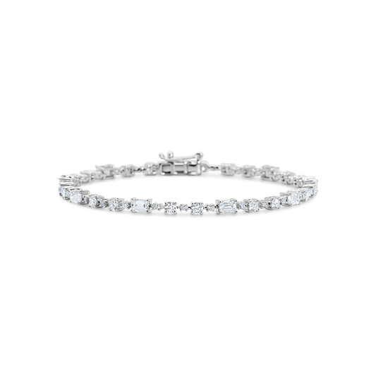 Emerald and Round alternating Line Bracelet