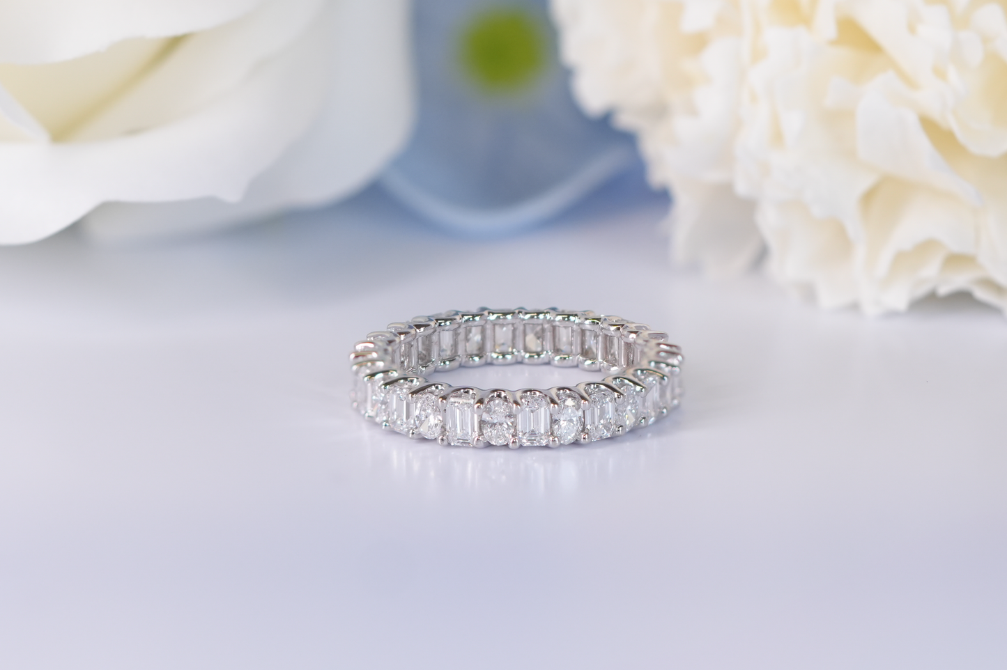 Emerald and Oval Diamond Eternity Band