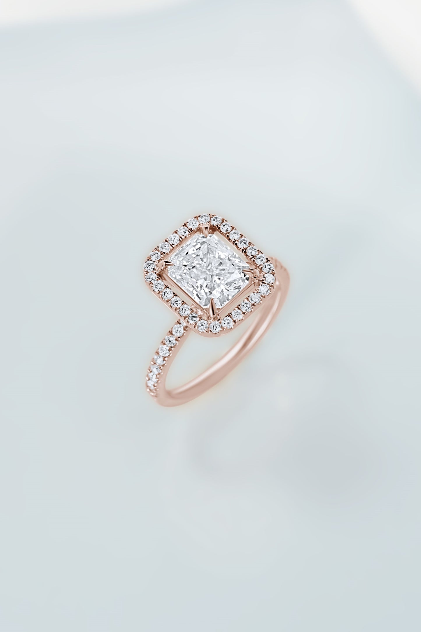 Floating Halo Diamond Engagement Ring