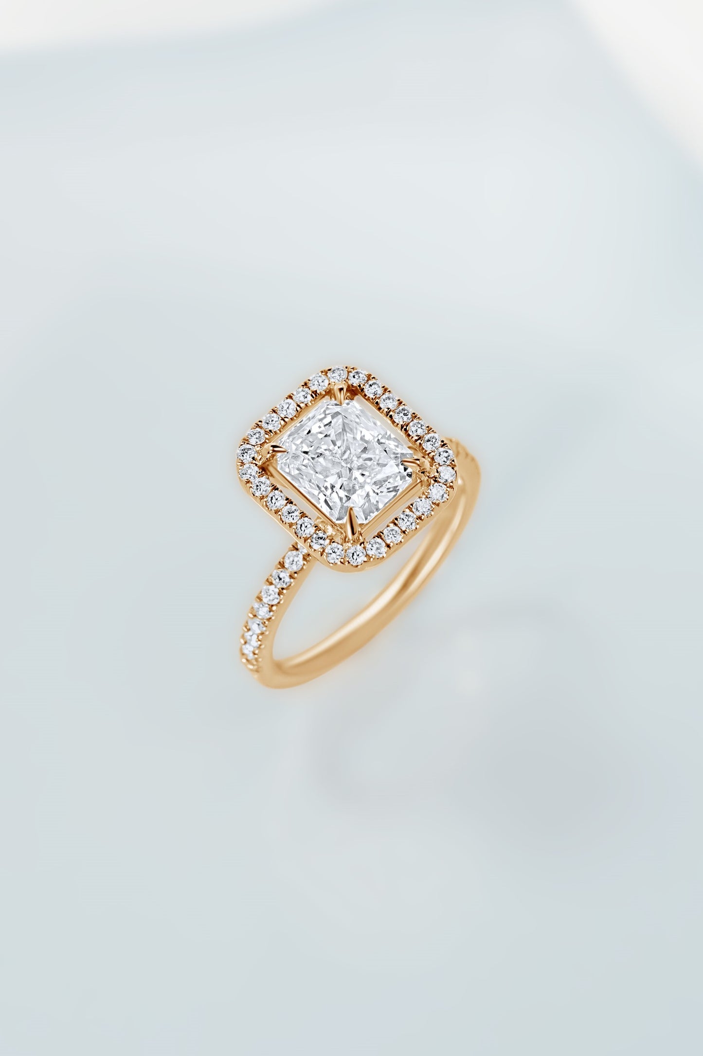 Floating Halo Diamond Engagement Ring