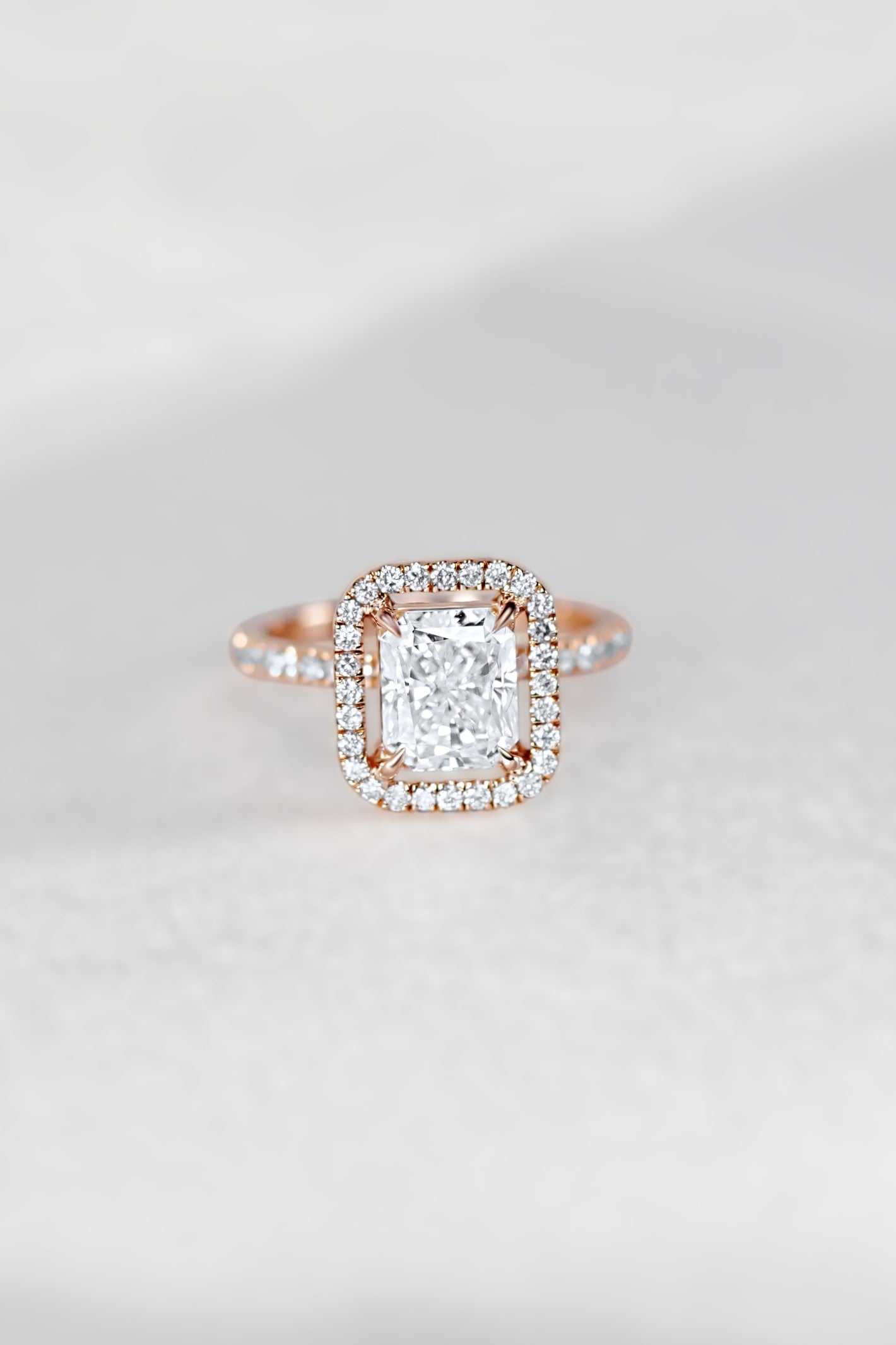 Floating Halo Diamond Engagement Ring