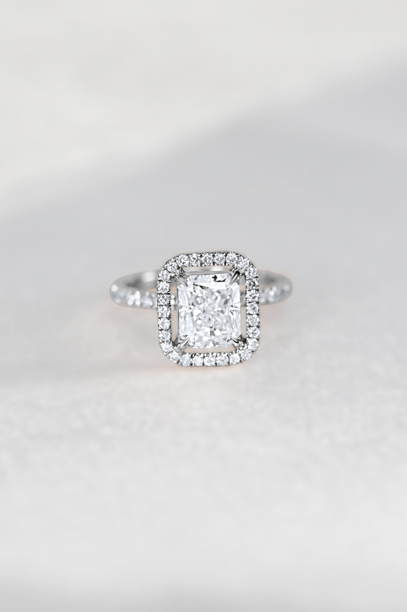 Floating Halo Diamond Engagement Ring
