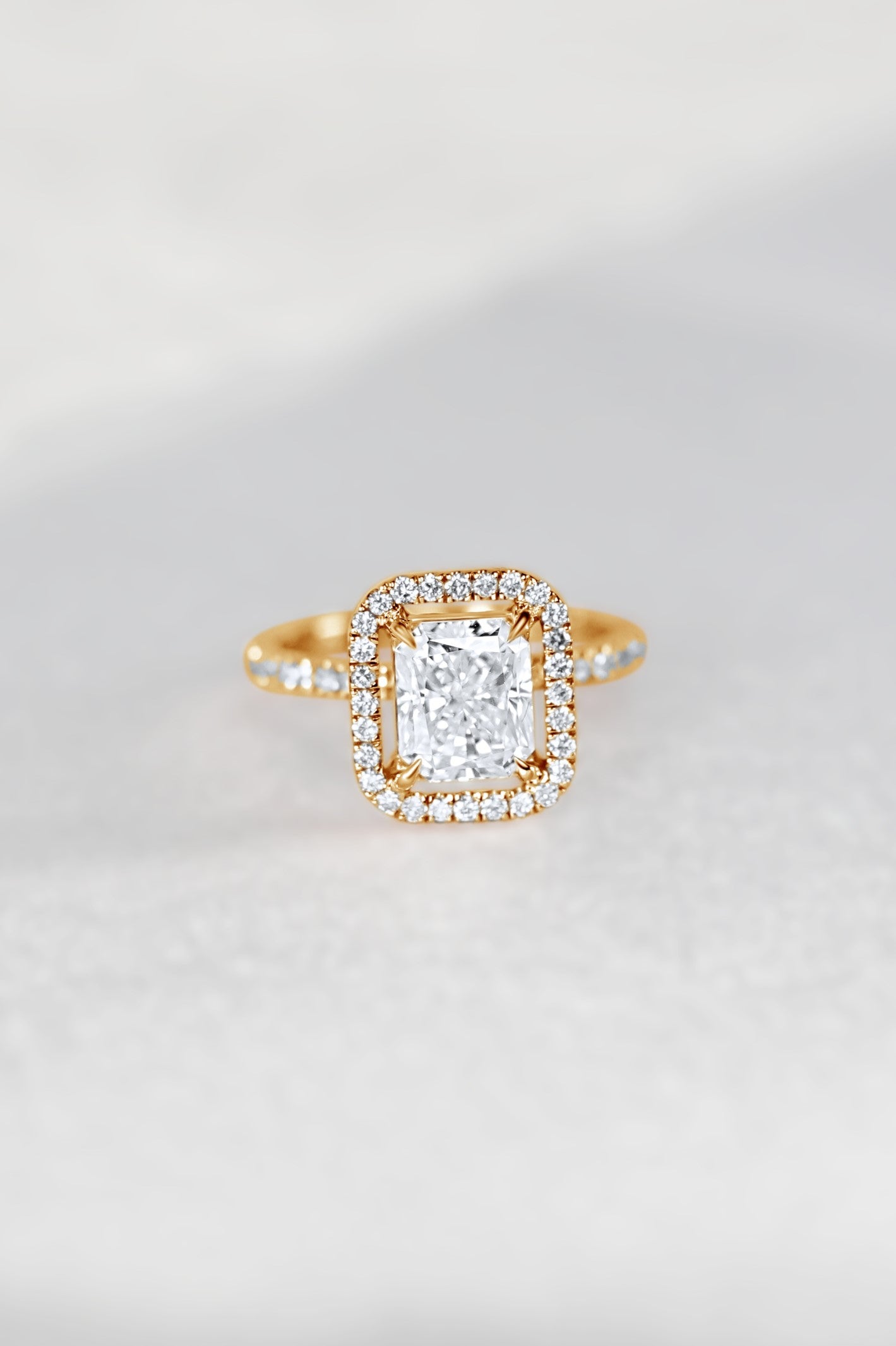 Floating Halo Diamond Engagement Ring