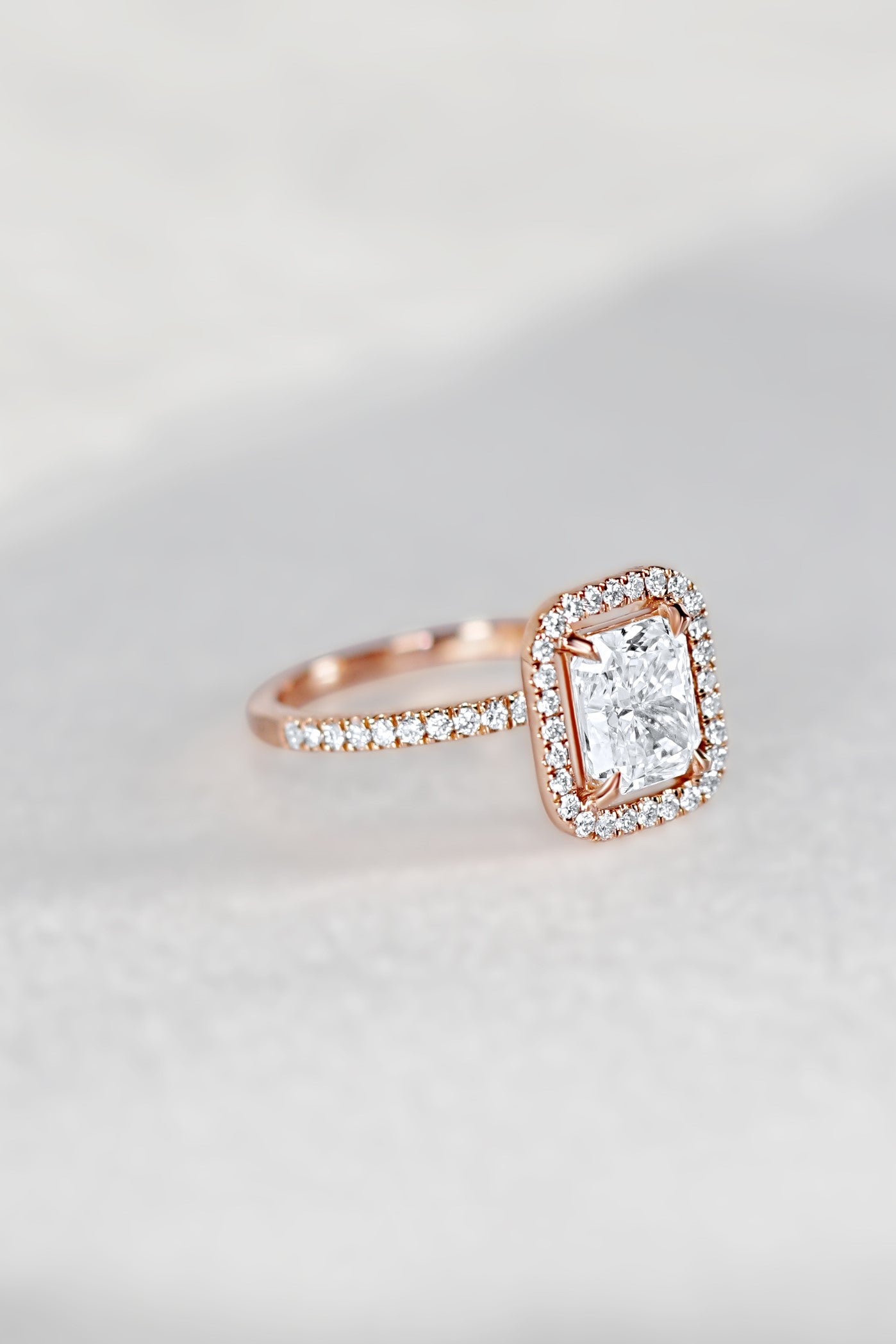 Floating Halo Diamond Engagement Ring