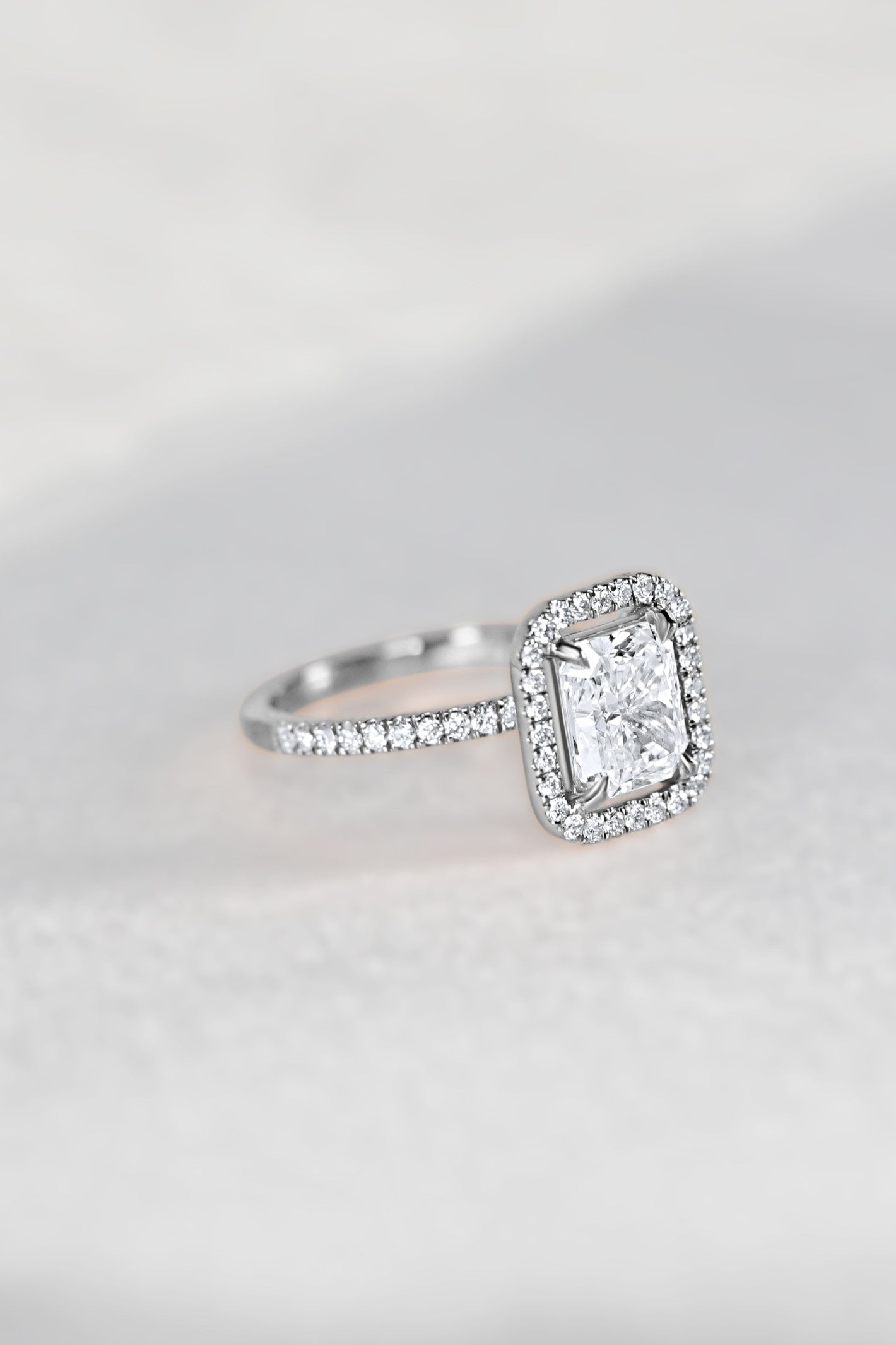 Floating Halo Diamond Engagement Ring