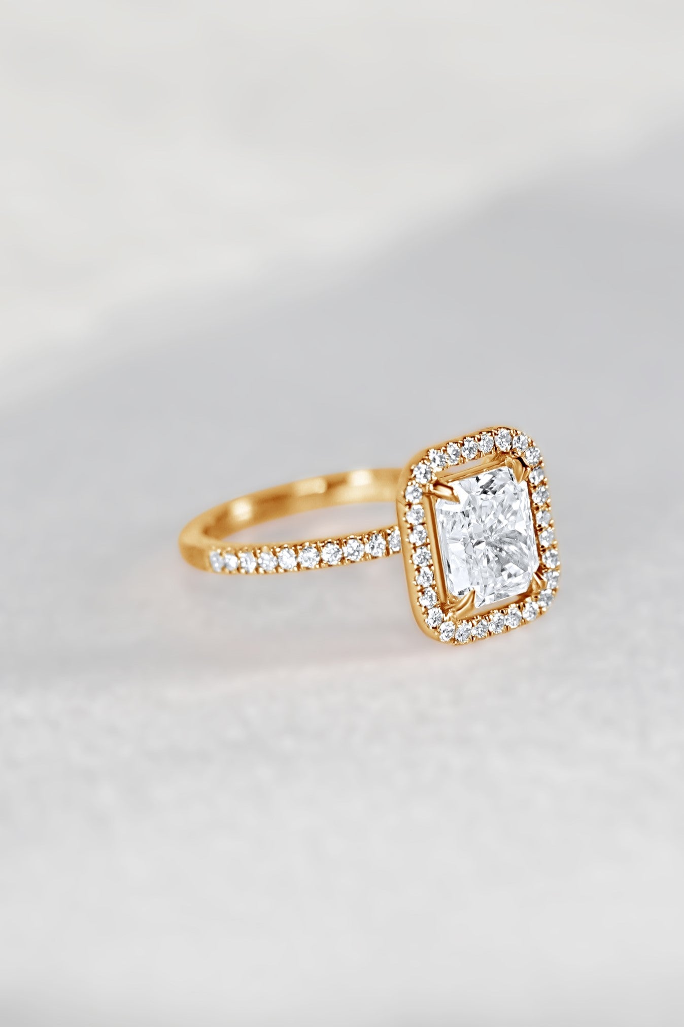 Floating Halo Diamond Engagement Ring