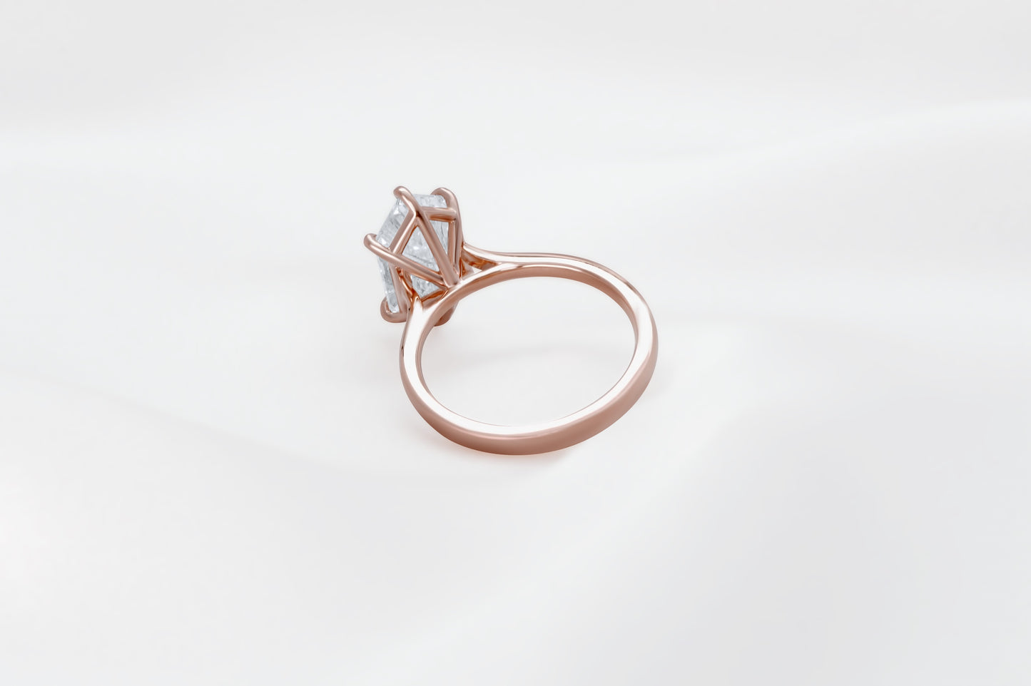 Hexagon Step Cut (Dutch Marquise) Diamond Solitaire Engagement Ring
