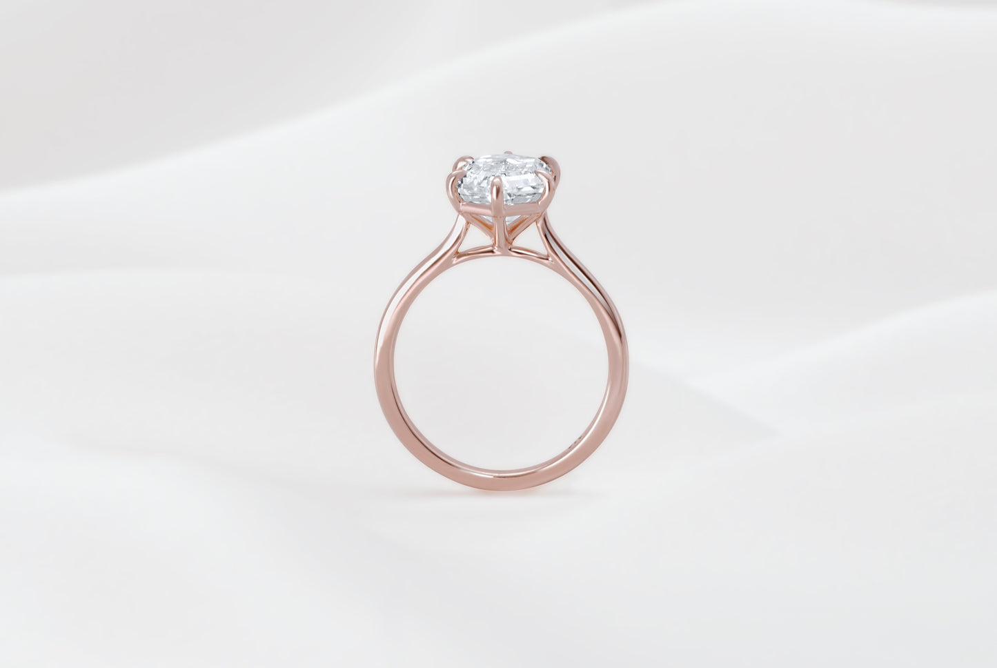 Hexagon Step Cut (Dutch Marquise) Diamond Solitaire Engagement Ring