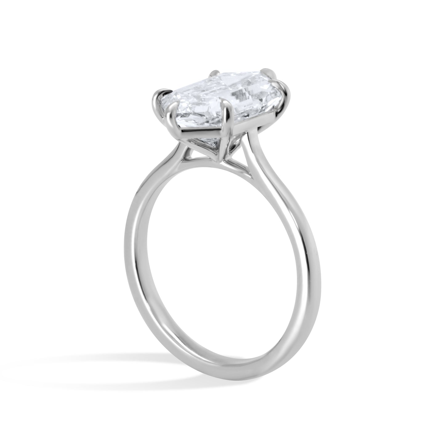 Hexagon Step Cut (Dutch Marquise) Diamond Solitaire Engagement Ring