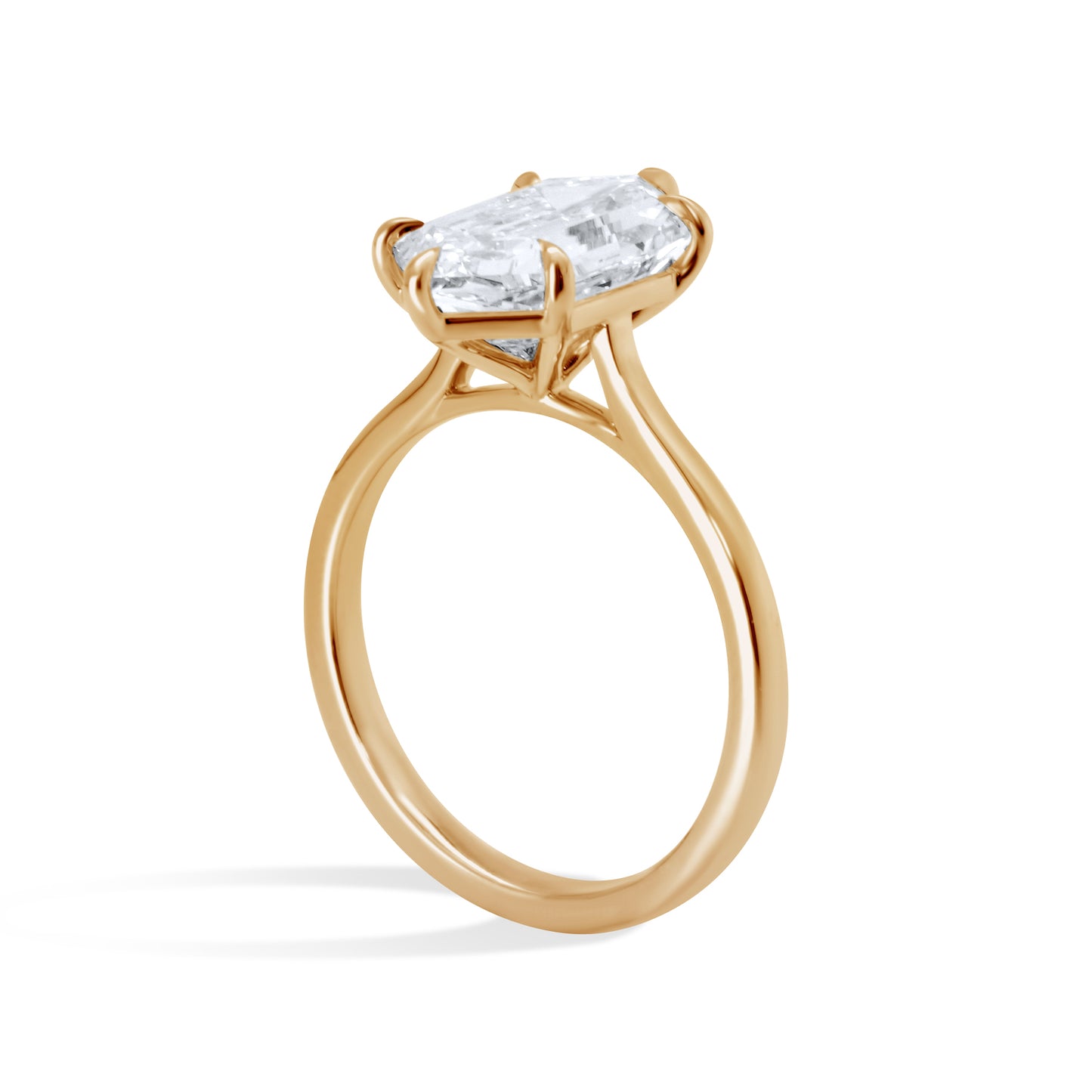 Hexagon Step Cut (Dutch Marquise) Diamond Solitaire Engagement Ring