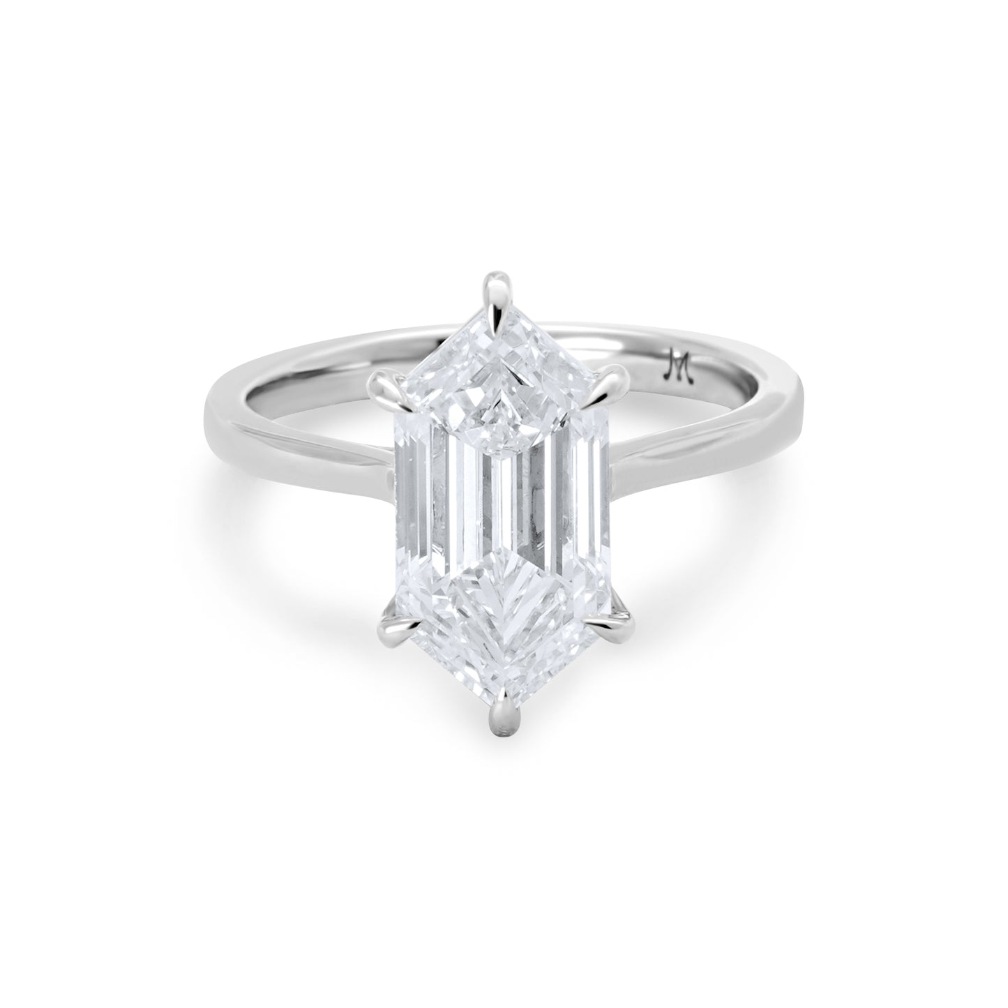 Hexagon Step Cut (Dutch Marquise) Diamond Solitaire Engagement Ring