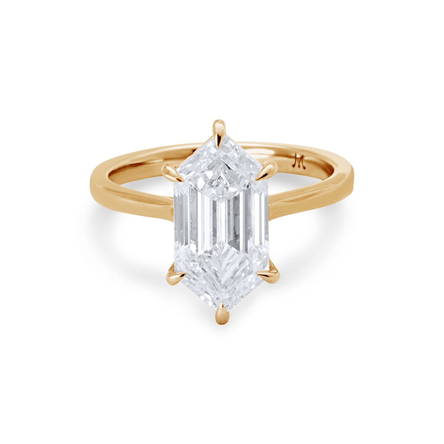 Hexagon Step Cut (Dutch Marquise) Diamond Solitaire Engagement Ring
