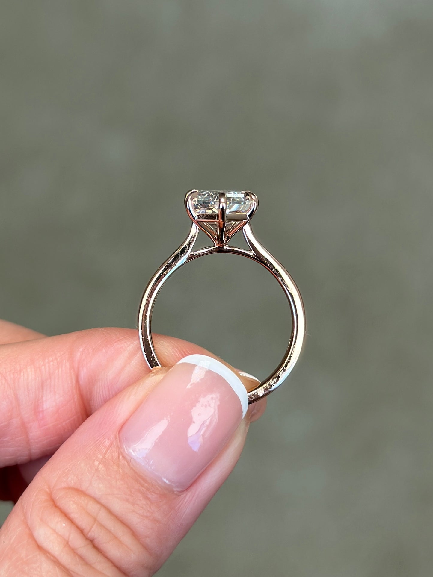 Hexagon Step Cut (Dutch Marquise) Diamond Solitaire Engagement Ring