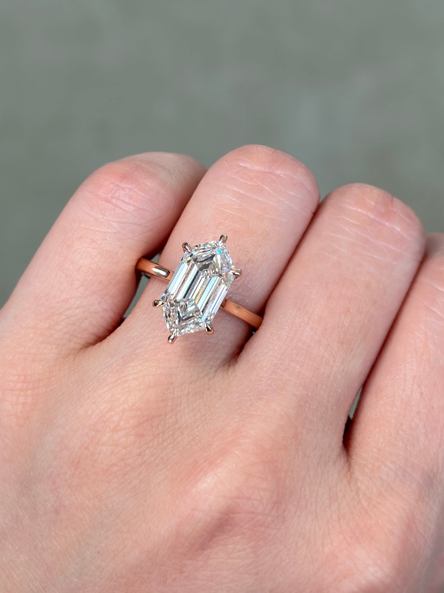 Hexagon Step Cut (Dutch Marquise) Diamond Solitaire Engagement Ring