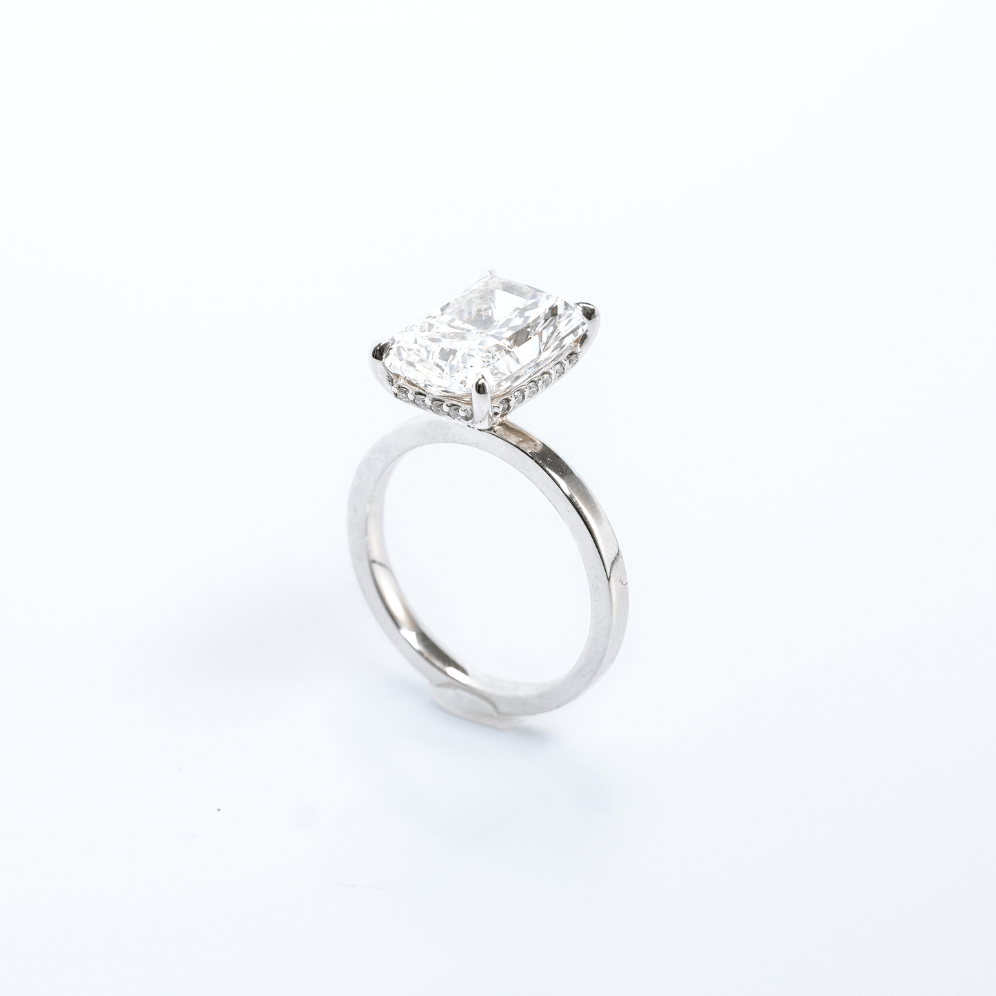 Radiant Diamond Hidden Halo Solitaire Engagement Ring