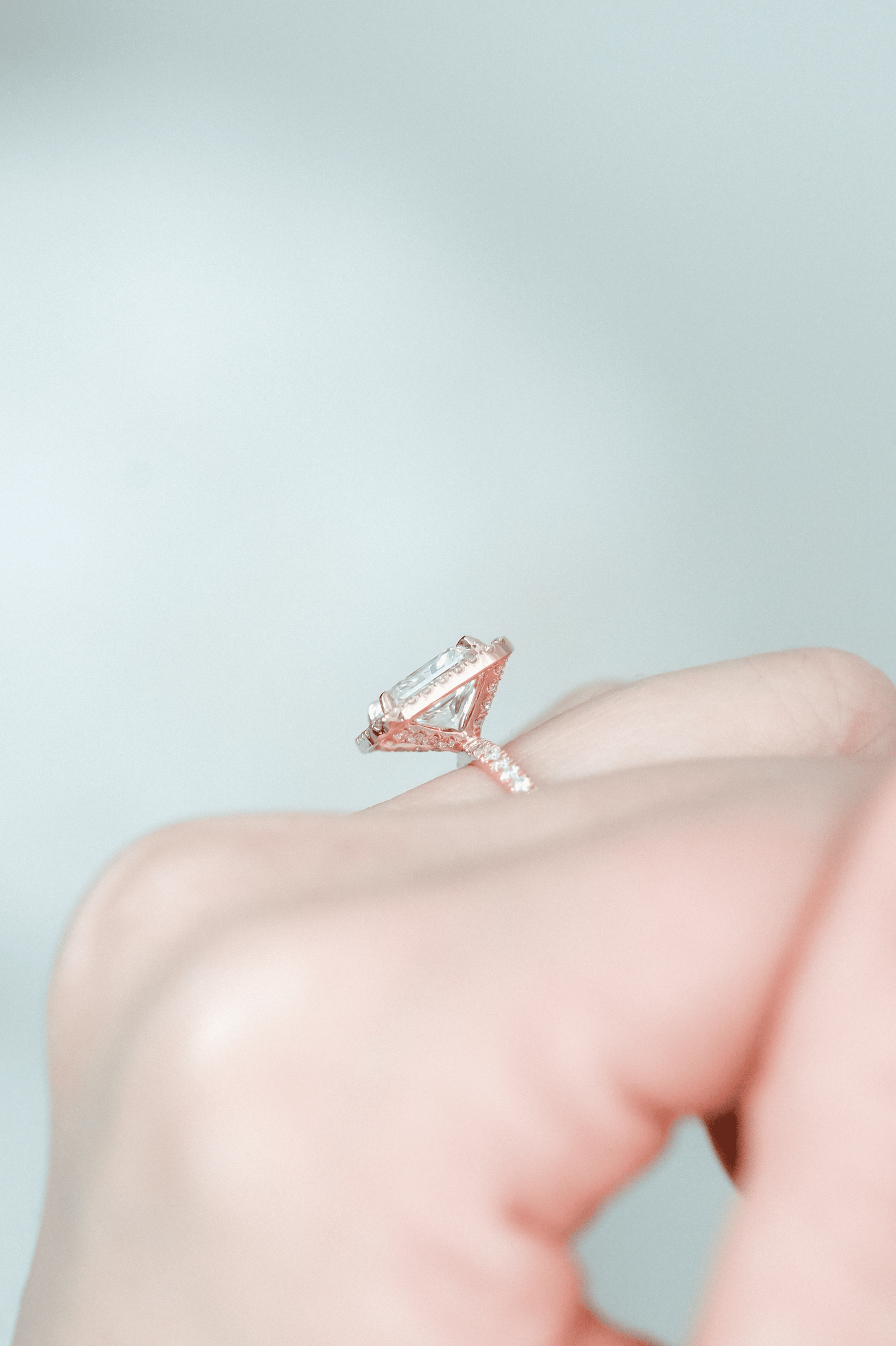 Floating Halo Diamond Engagement Ring