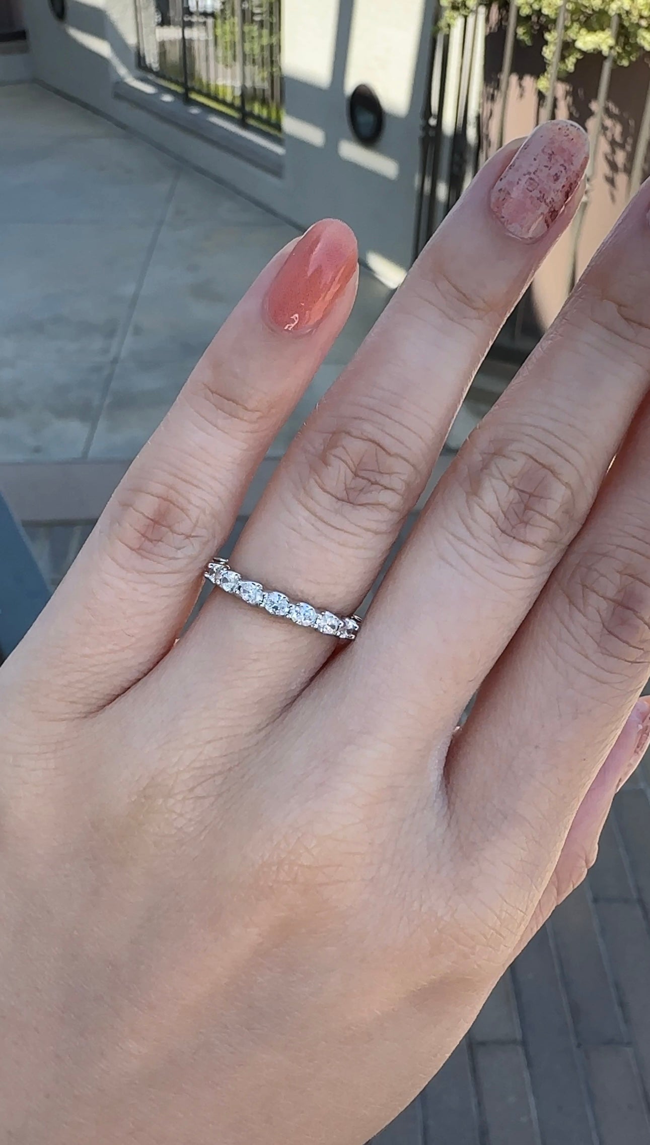 Olena Oval Brilliant Cut Diamond Half Way Band
