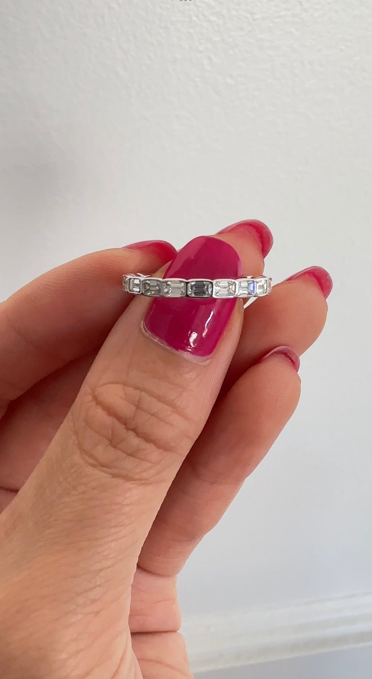 Emerald Cut Diamond East West Bezel Eternity Band