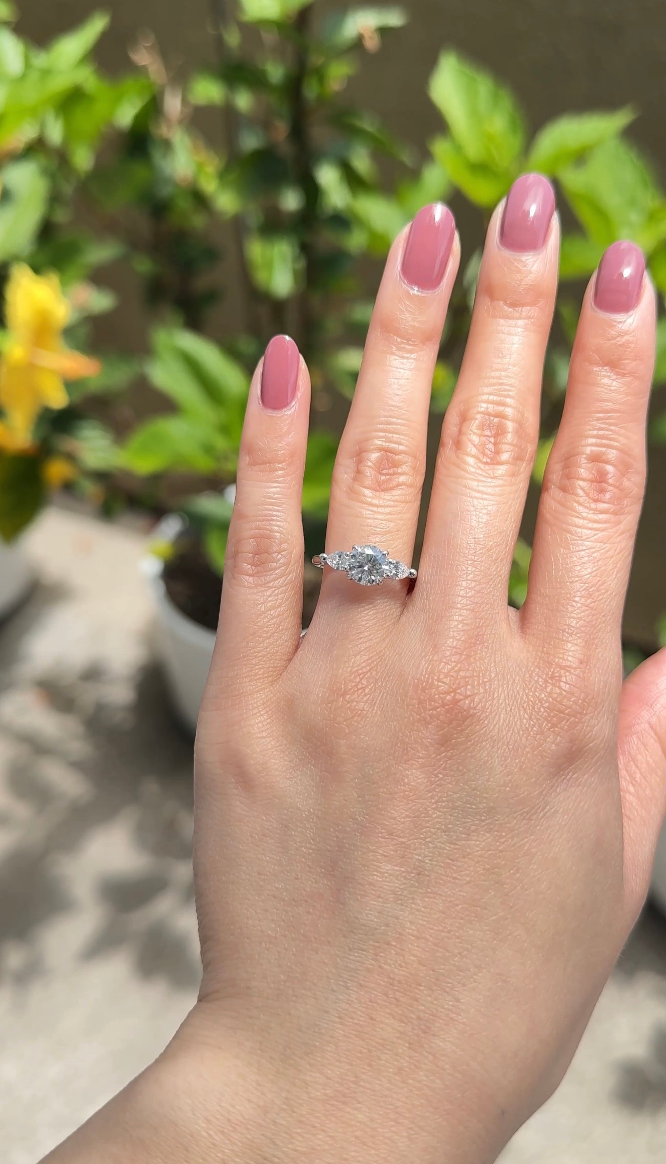 Round Brilliant Cut Three Stone Diamond Engagement Ring