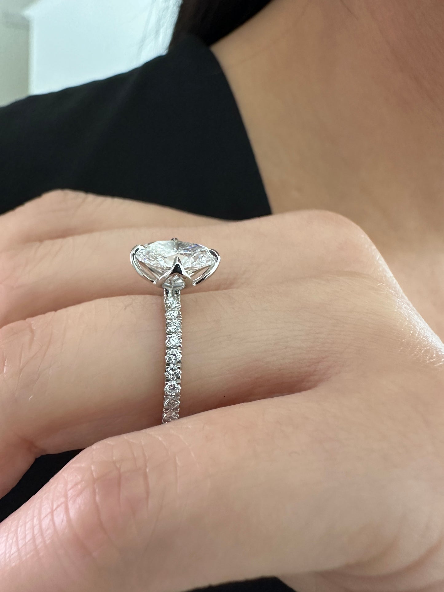 Tulip Pave Engagement Ring with Compass Prongs