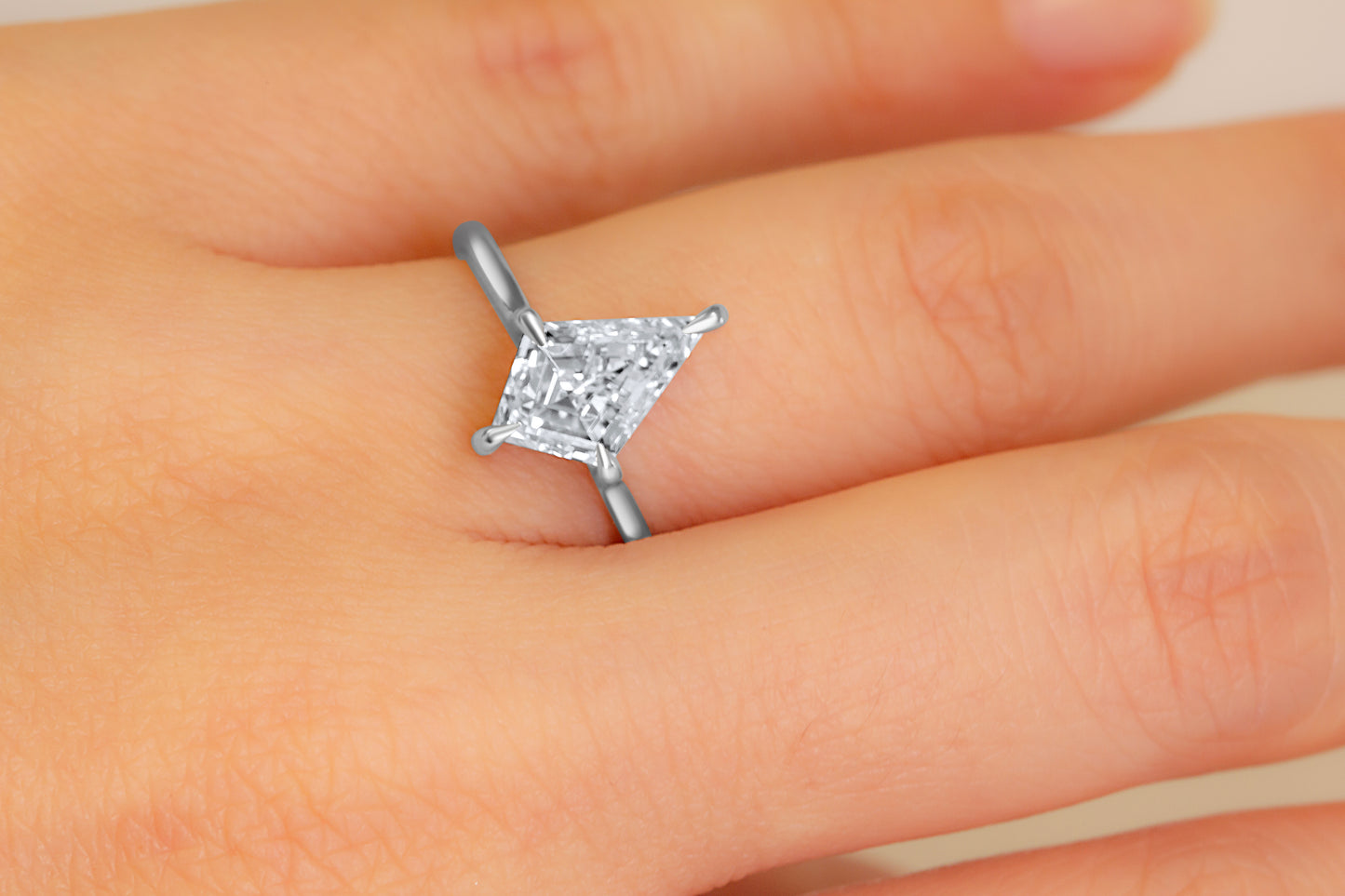 Kite Step Cut Diamond Solitaire Engagement Ring