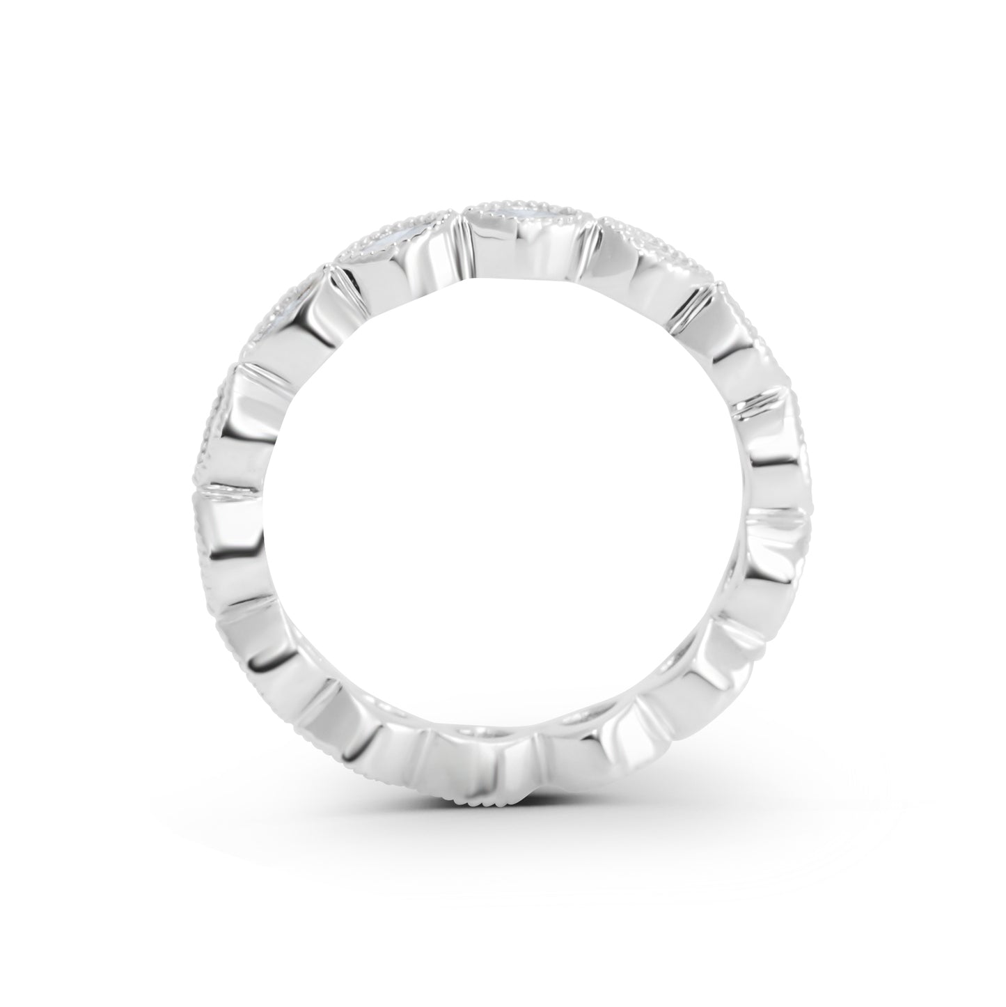 Marquise Lab Diamond Eternity Bezel Set Band (Milgrain)