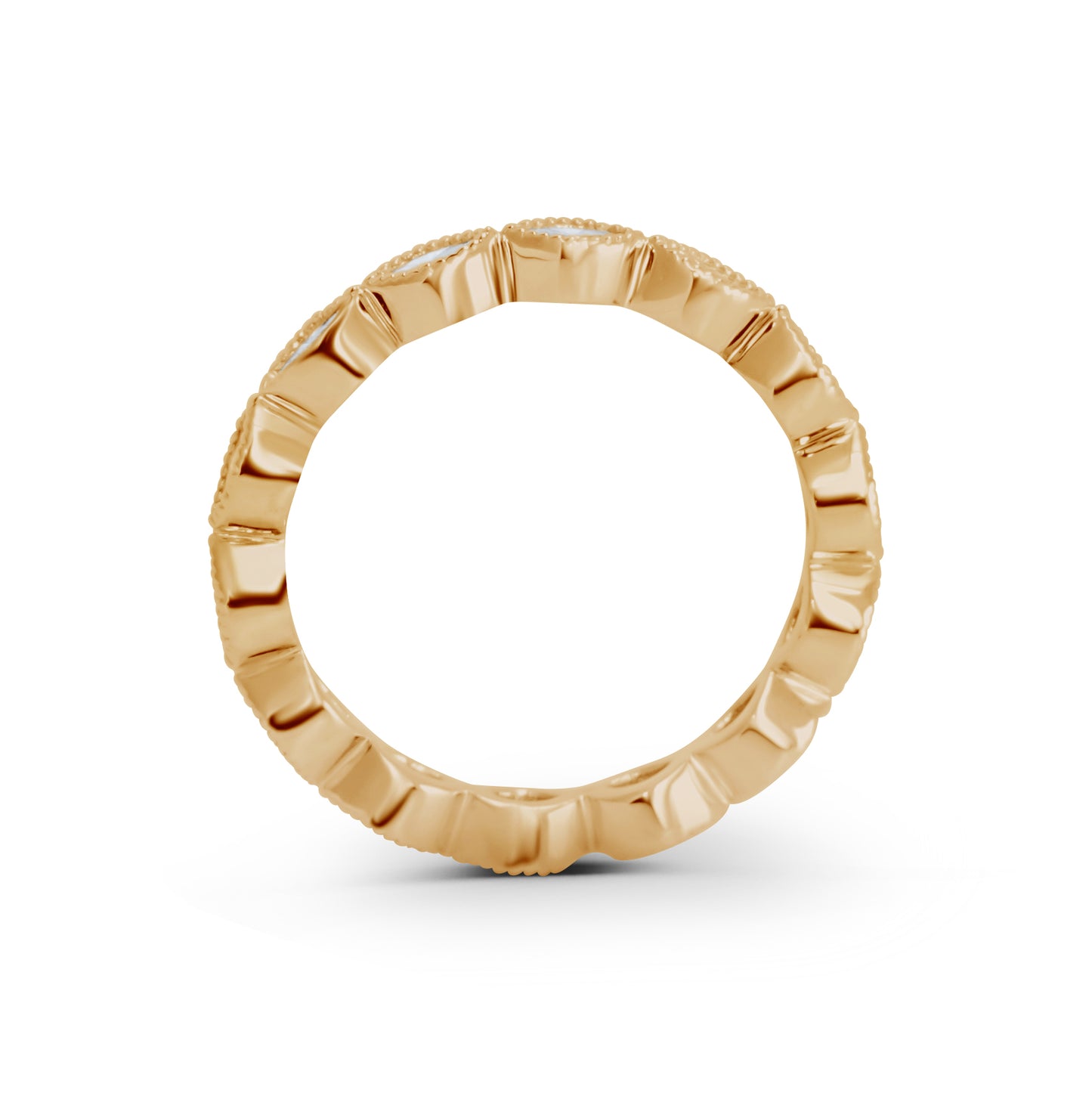 Marquise Lab Diamond Eternity Bezel Set Band (Milgrain)