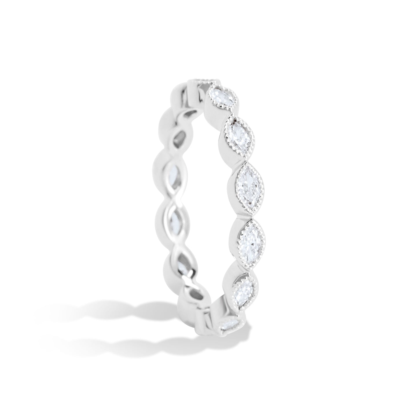 Marquise Lab Diamond Eternity Bezel Set Band (Milgrain)