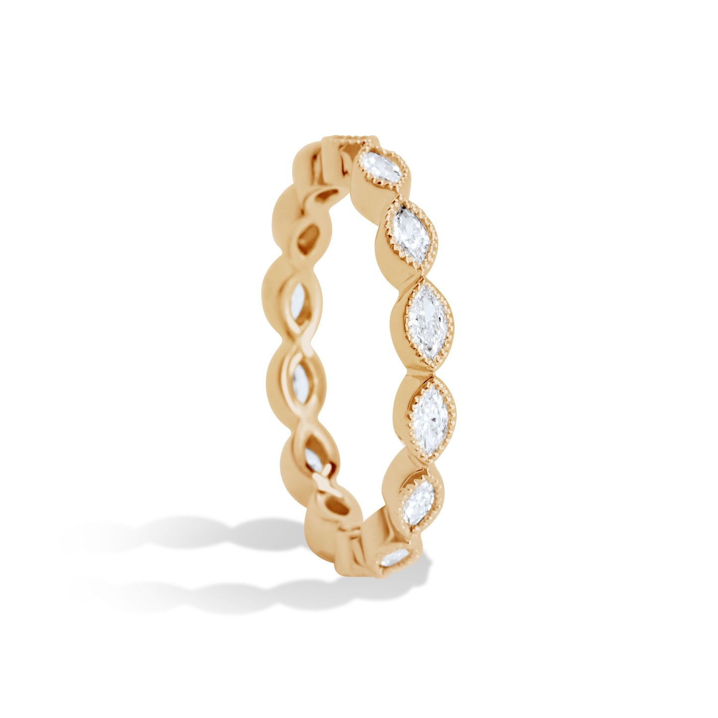 Marquise Lab Diamond Eternity Bezel Set Band (Milgrain)