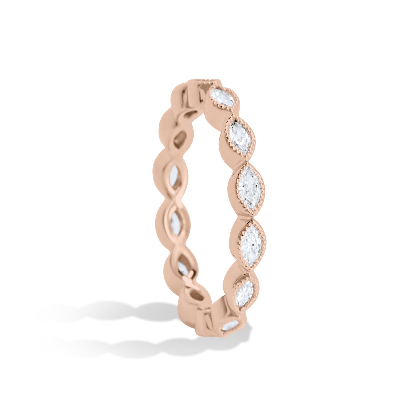 Marquise Lab Diamond Eternity Bezel Set Band (Milgrain)