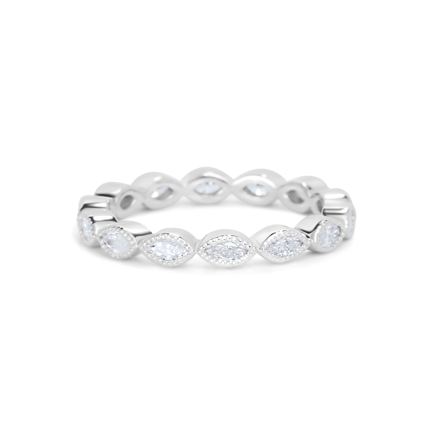 Marquise Lab Diamond Eternity Bezel Set Band (Milgrain)