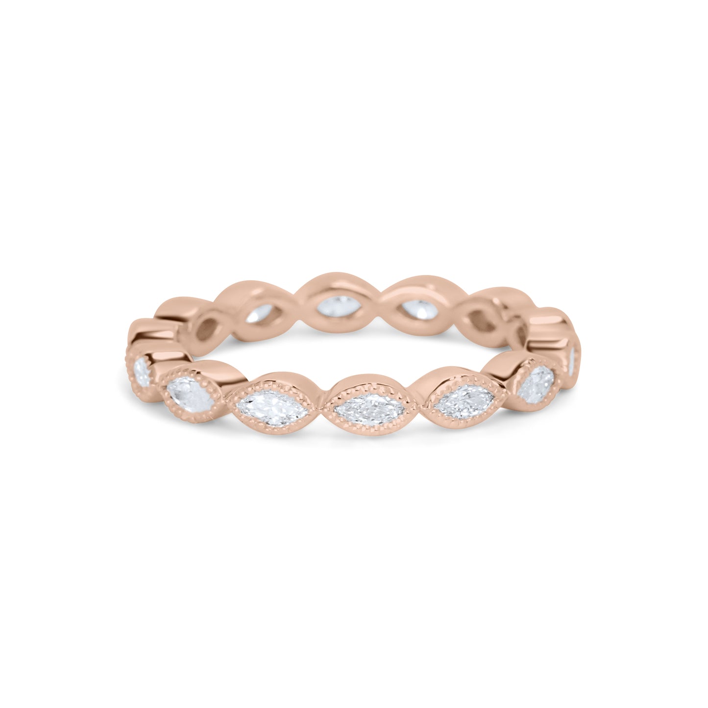 Marquise Lab Diamond Eternity Bezel Set Band (Milgrain)