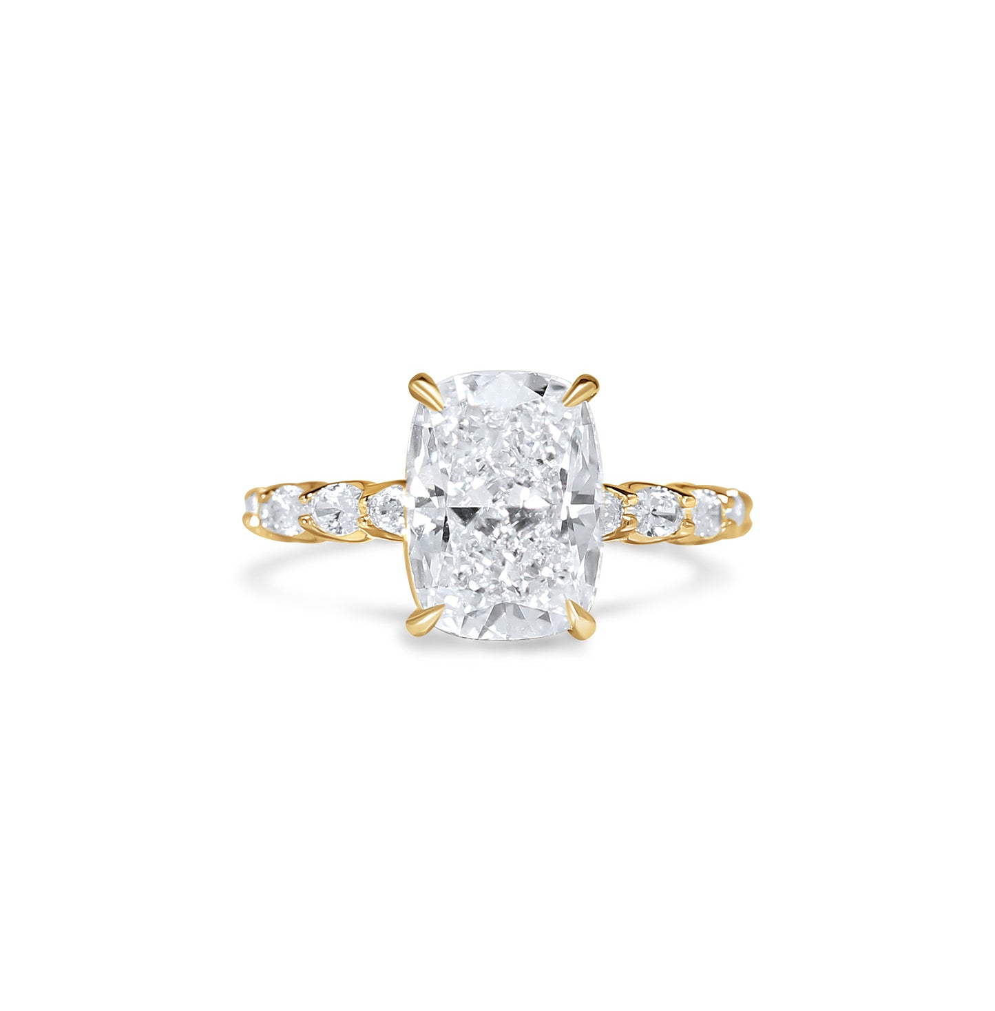 Oval East West Band and Hidden Halo Engagement Ring