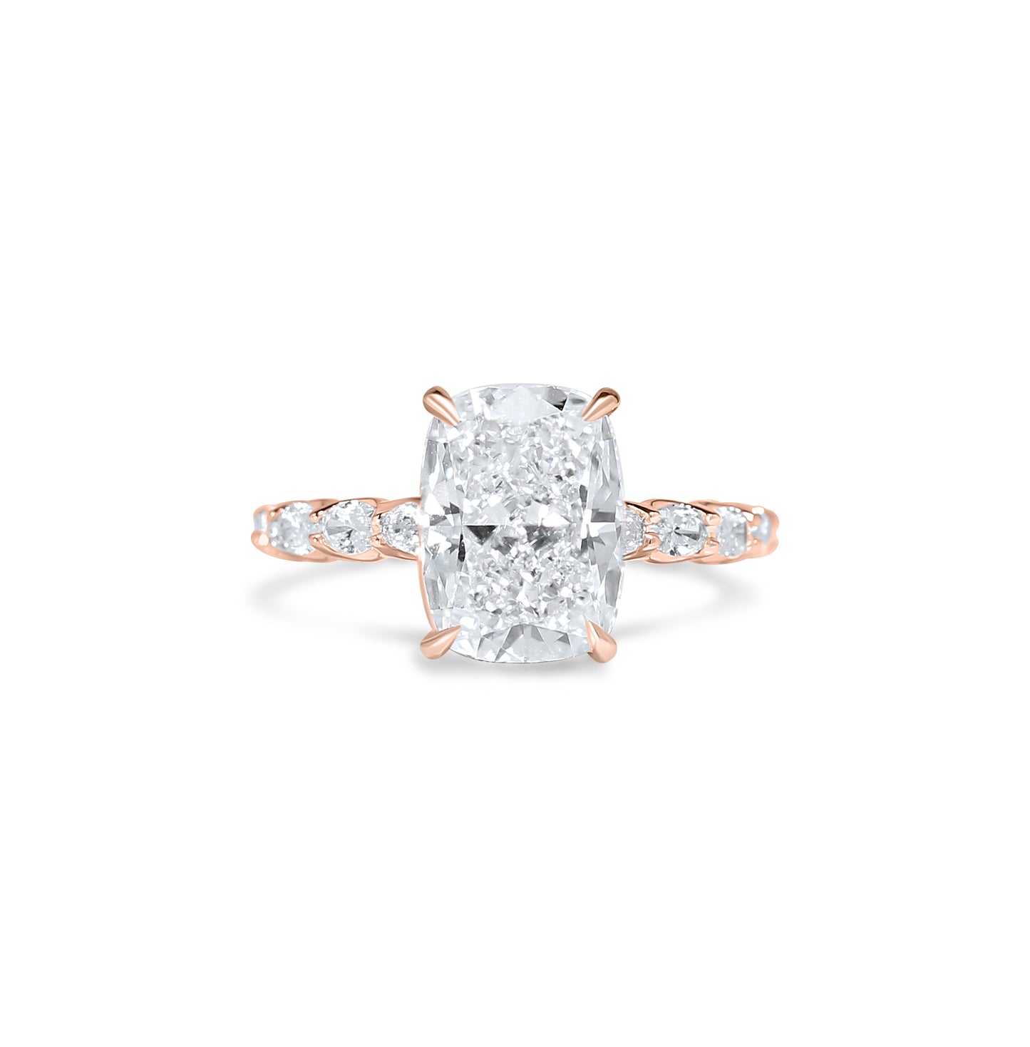 Oval East West Band and Hidden Halo Engagement Ring