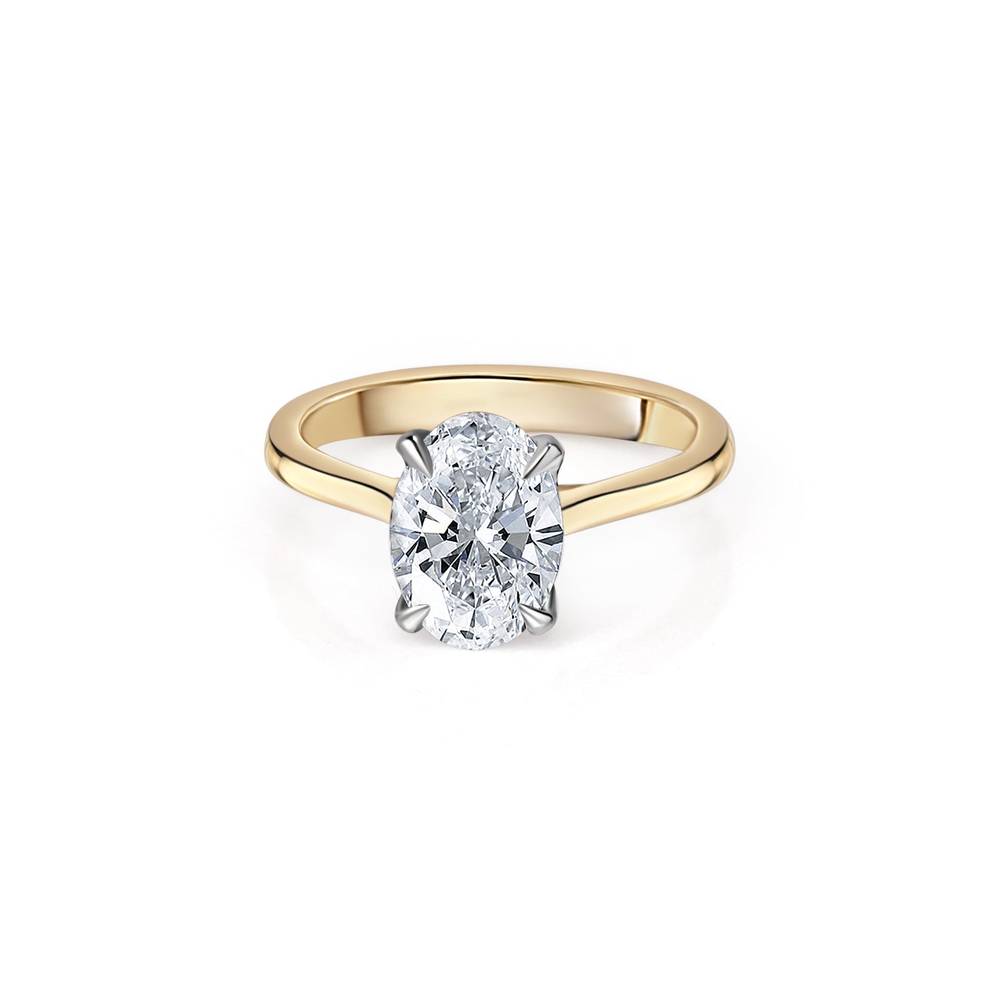 Oval Brilliant Diamond Engagement Ring – Tulip Prongs + Cathedral Setting