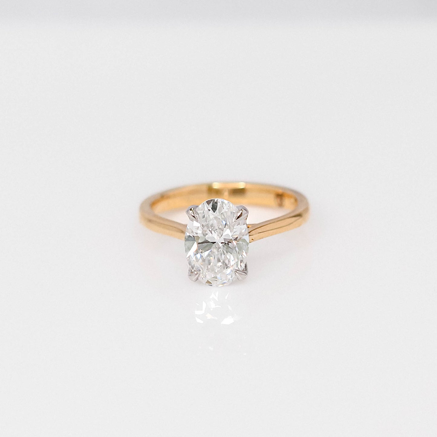 Oval Brilliant Diamond Engagement Ring – Tulip Prongs + Cathedral Setting