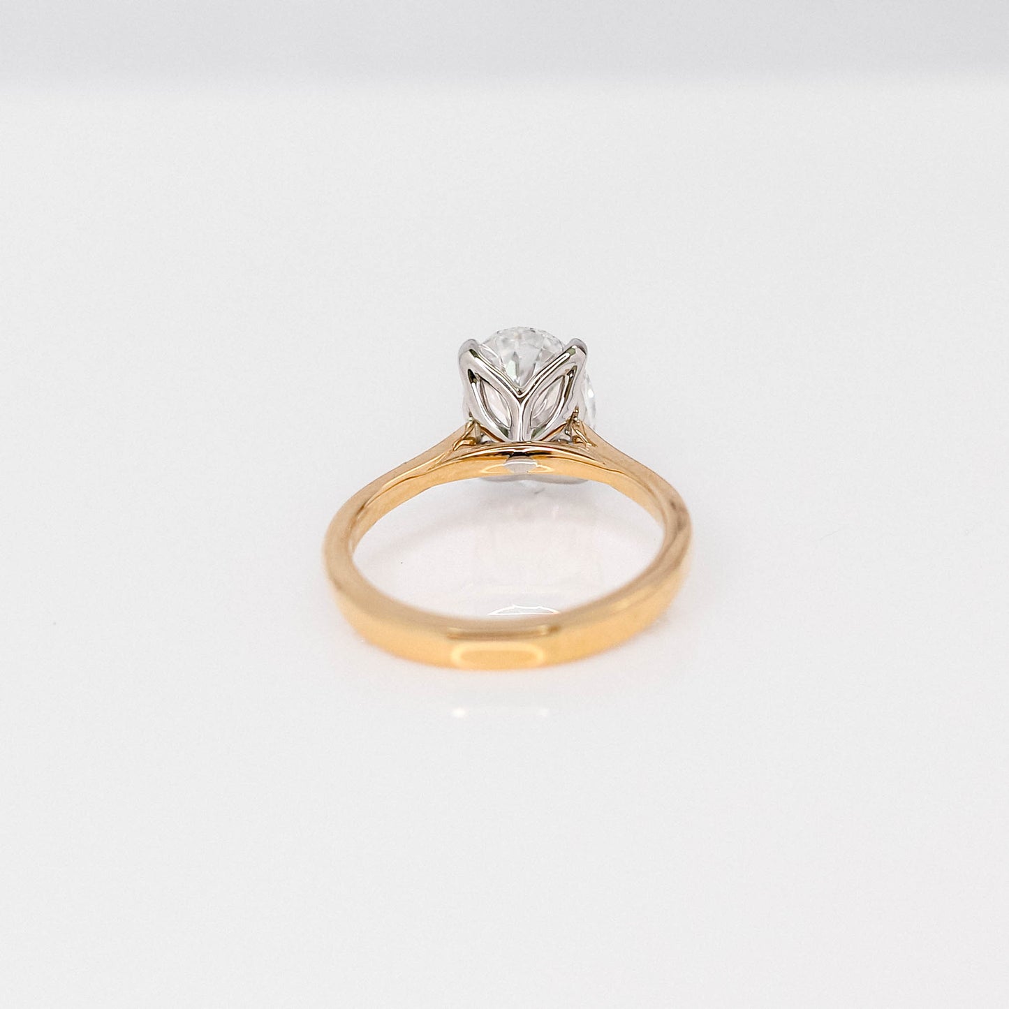 Oval Brilliant Diamond Engagement Ring – Tulip Prongs + Cathedral Setting