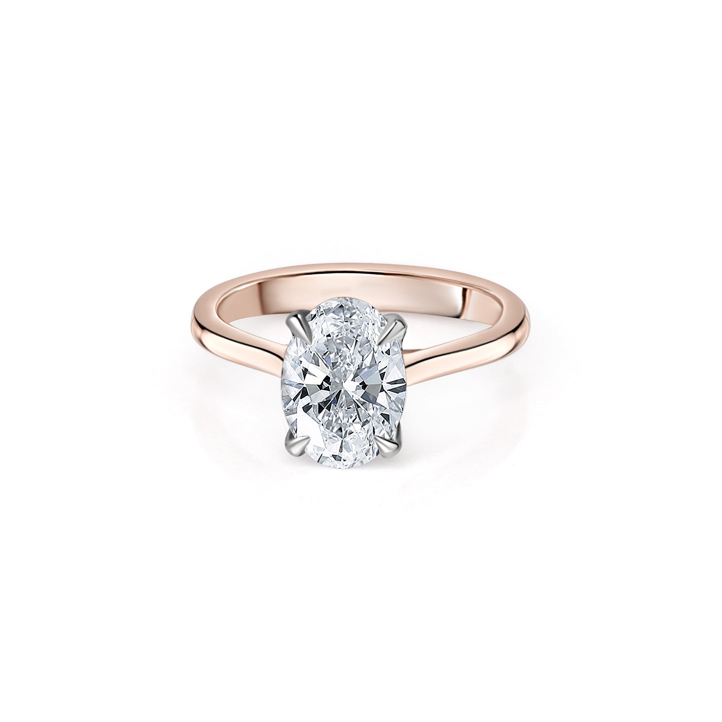 Oval Brilliant Diamond Engagement Ring – Tulip Prongs + Cathedral Setting