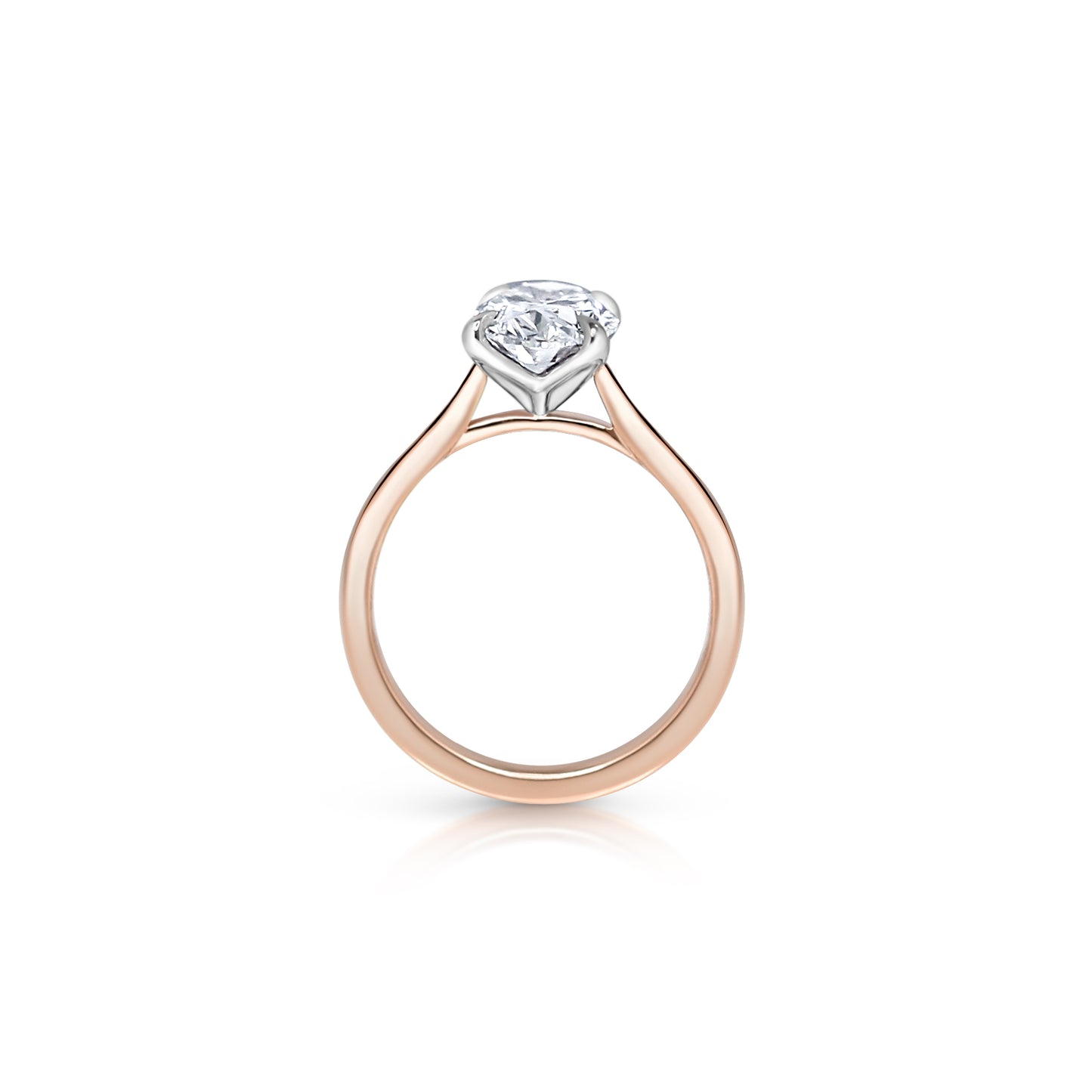 Oval Brilliant Diamond Engagement Ring – Tulip Prongs + Cathedral Setting