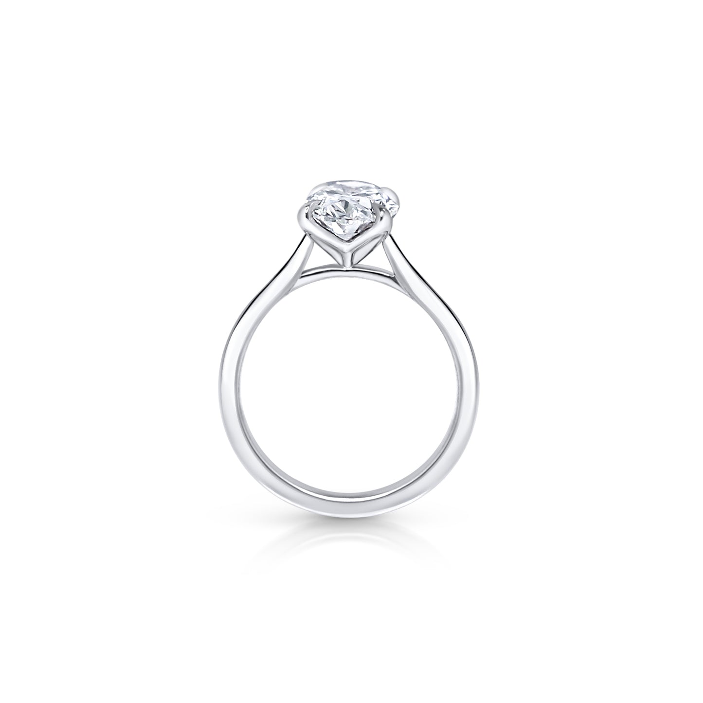 Oval Brilliant Diamond Engagement Ring – Tulip Prongs + Cathedral Setting