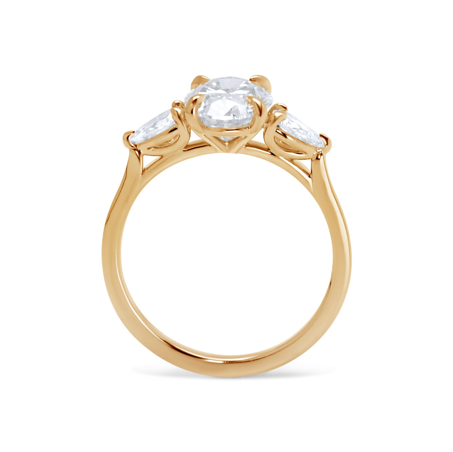 Oval and Pear Diamond Three Stone Diamond Engagement Ring
