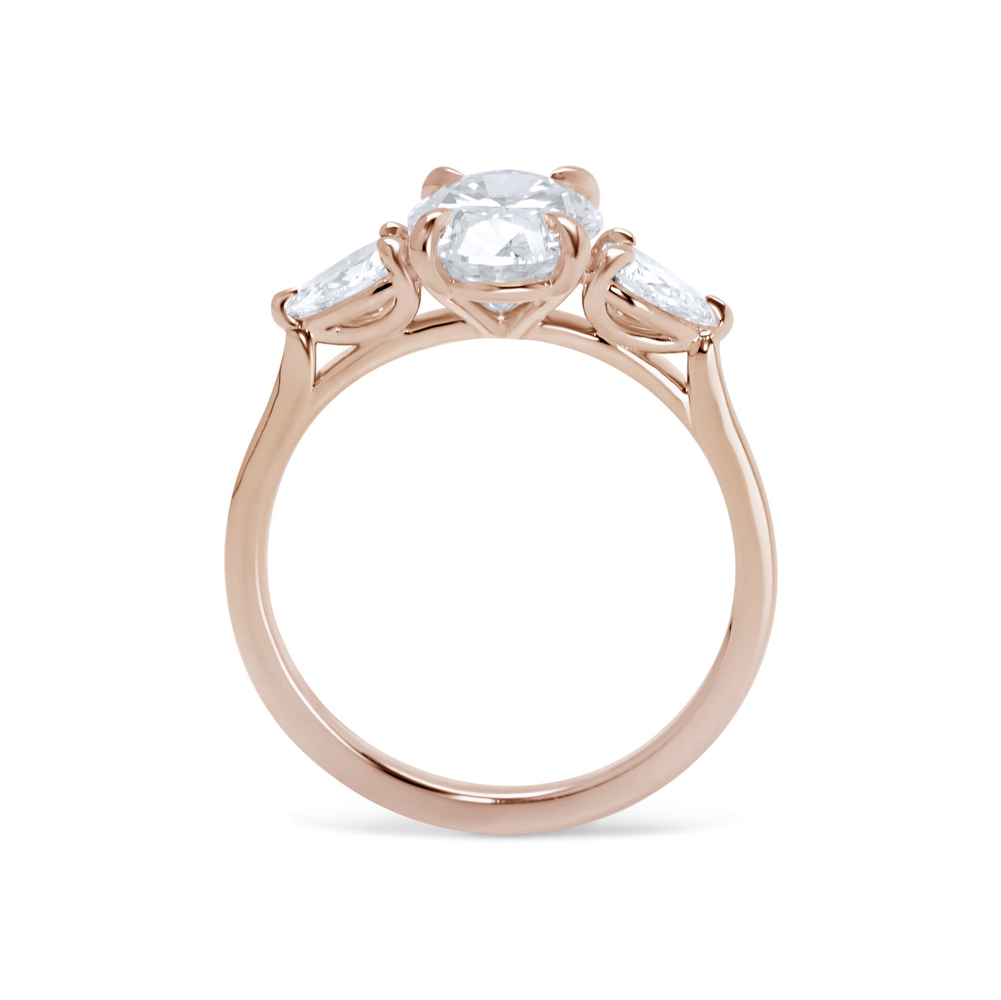 Oval and Pear Diamond Three Stone Diamond Engagement Ring