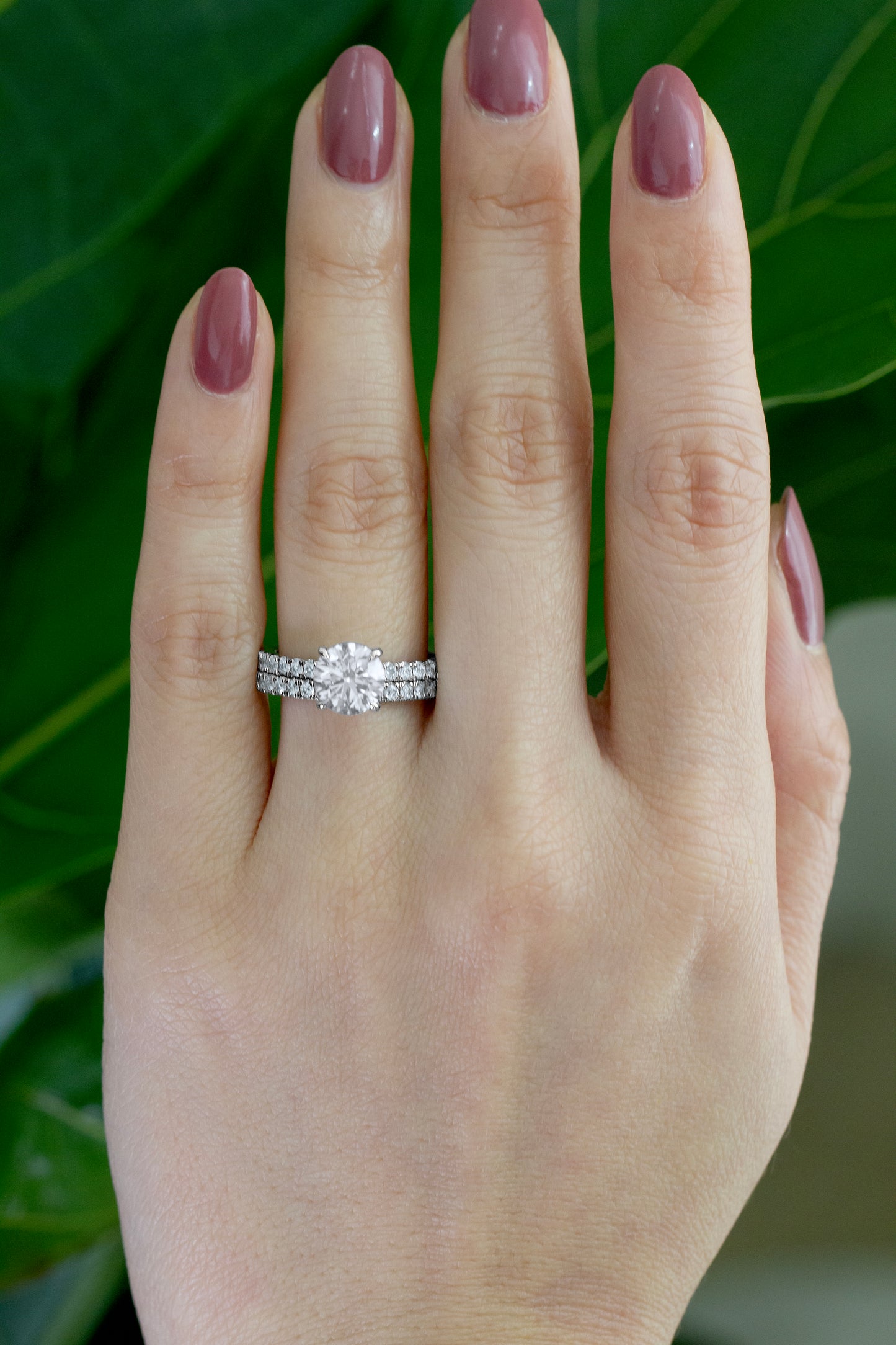 Round Diamond Pave Engagement Ring 2/3 way