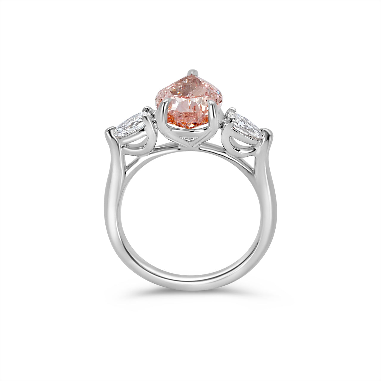 Pink Pear Diamond Three Stone Diamond Engagement Ring