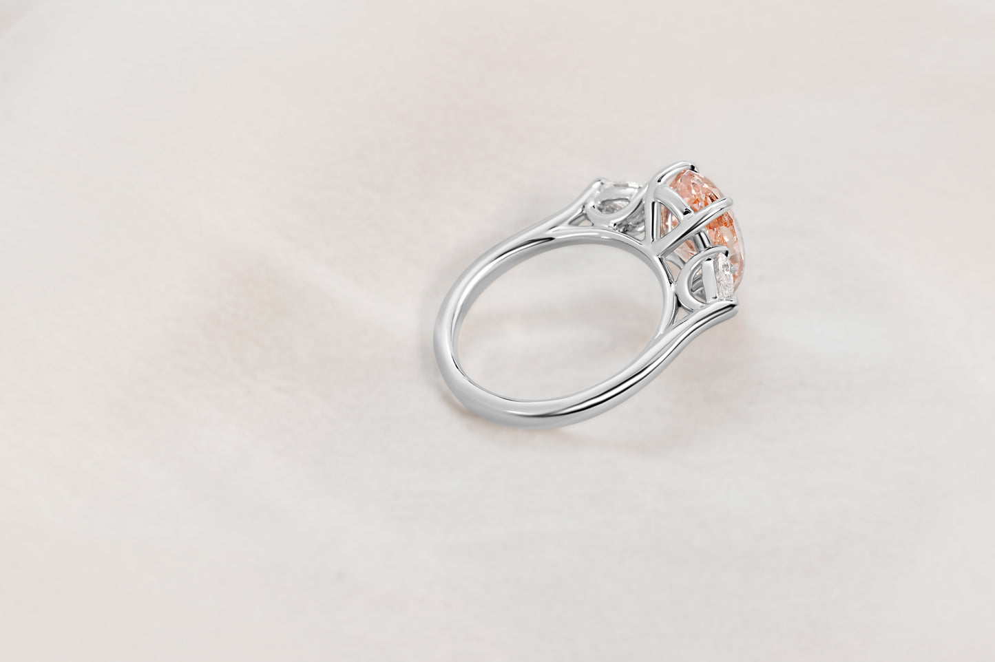 Pink Pear Diamond Three Stone Diamond Engagement Ring