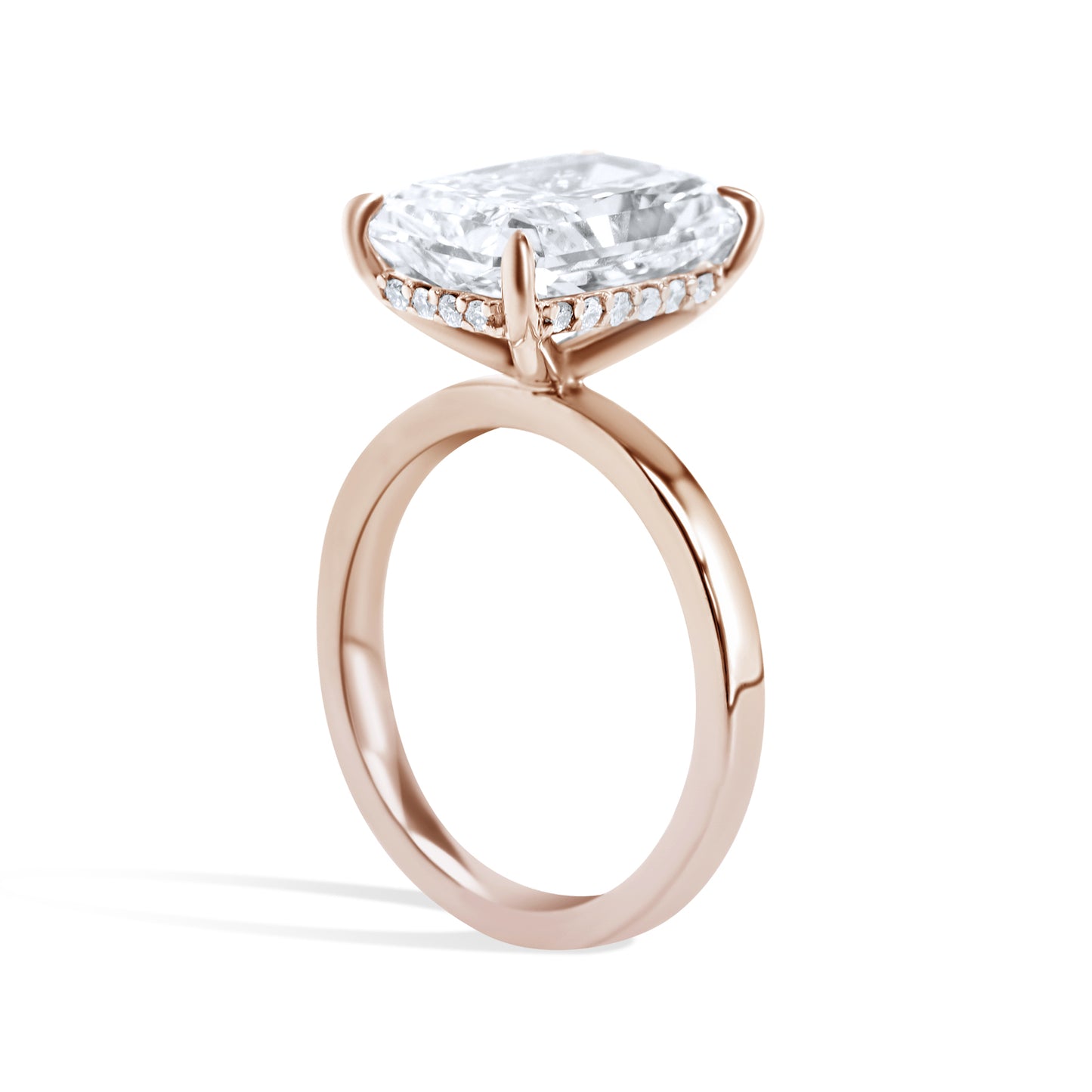Radiant Diamond Hidden Halo Solitaire Engagement Ring