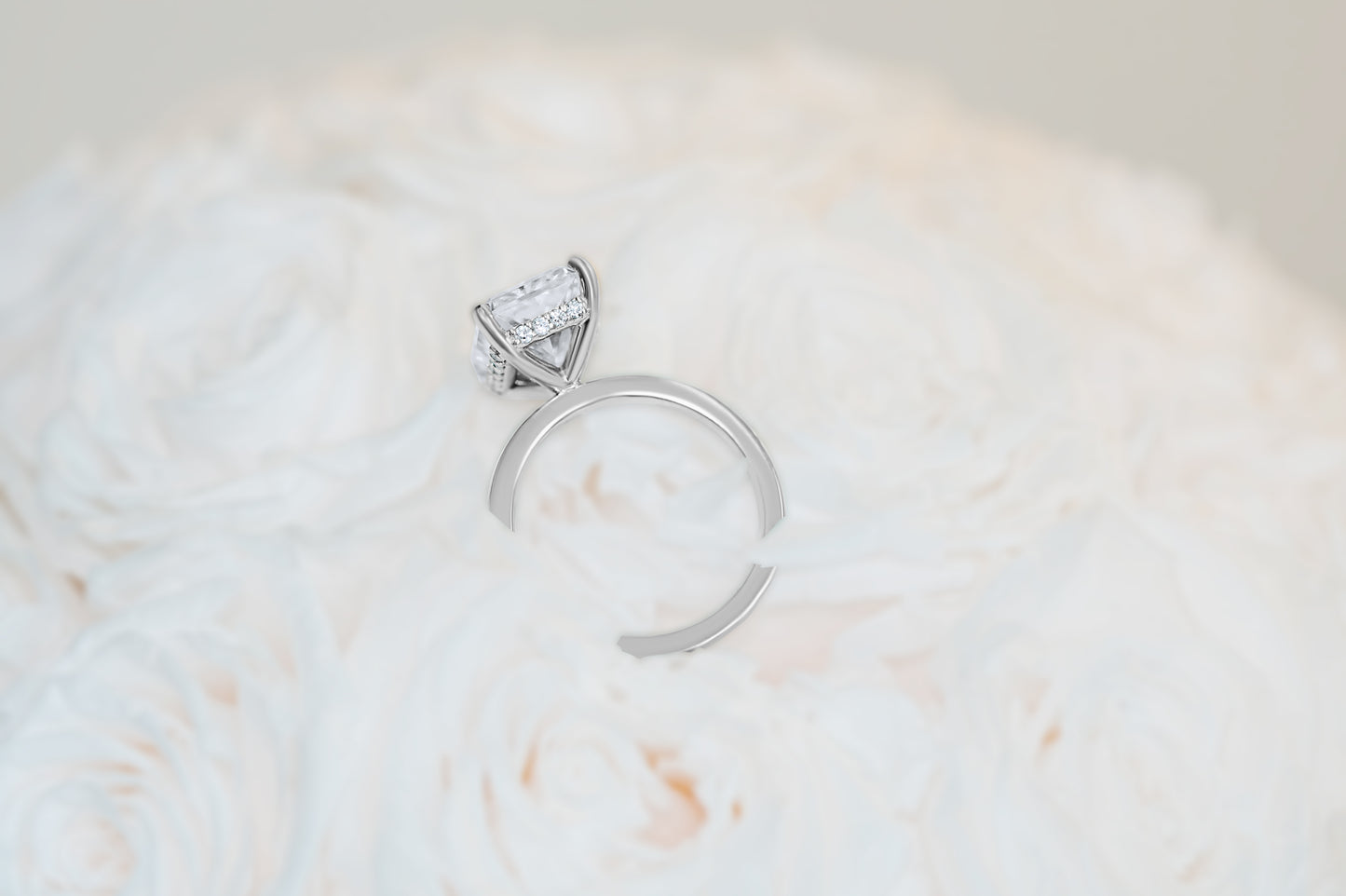 Radiant Diamond Hidden Halo Solitaire Engagement Ring