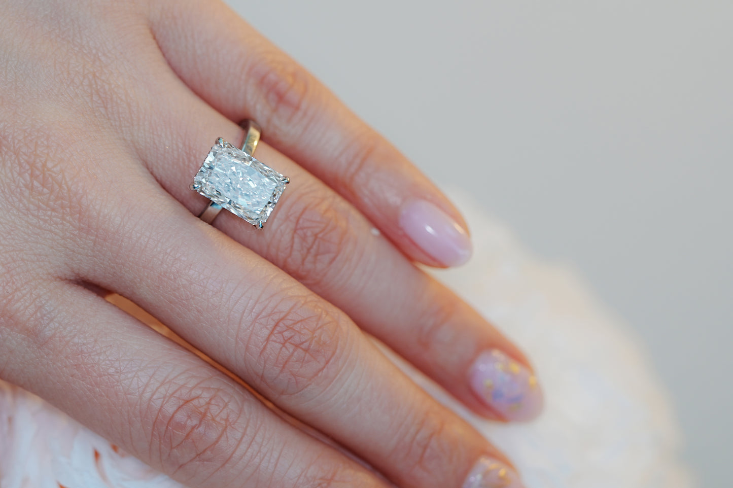 Radiant Diamond Hidden Halo Solitaire Engagement Ring