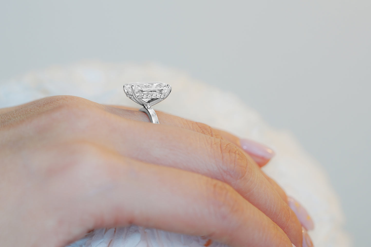 Radiant Diamond Hidden Halo Solitaire Engagement Ring